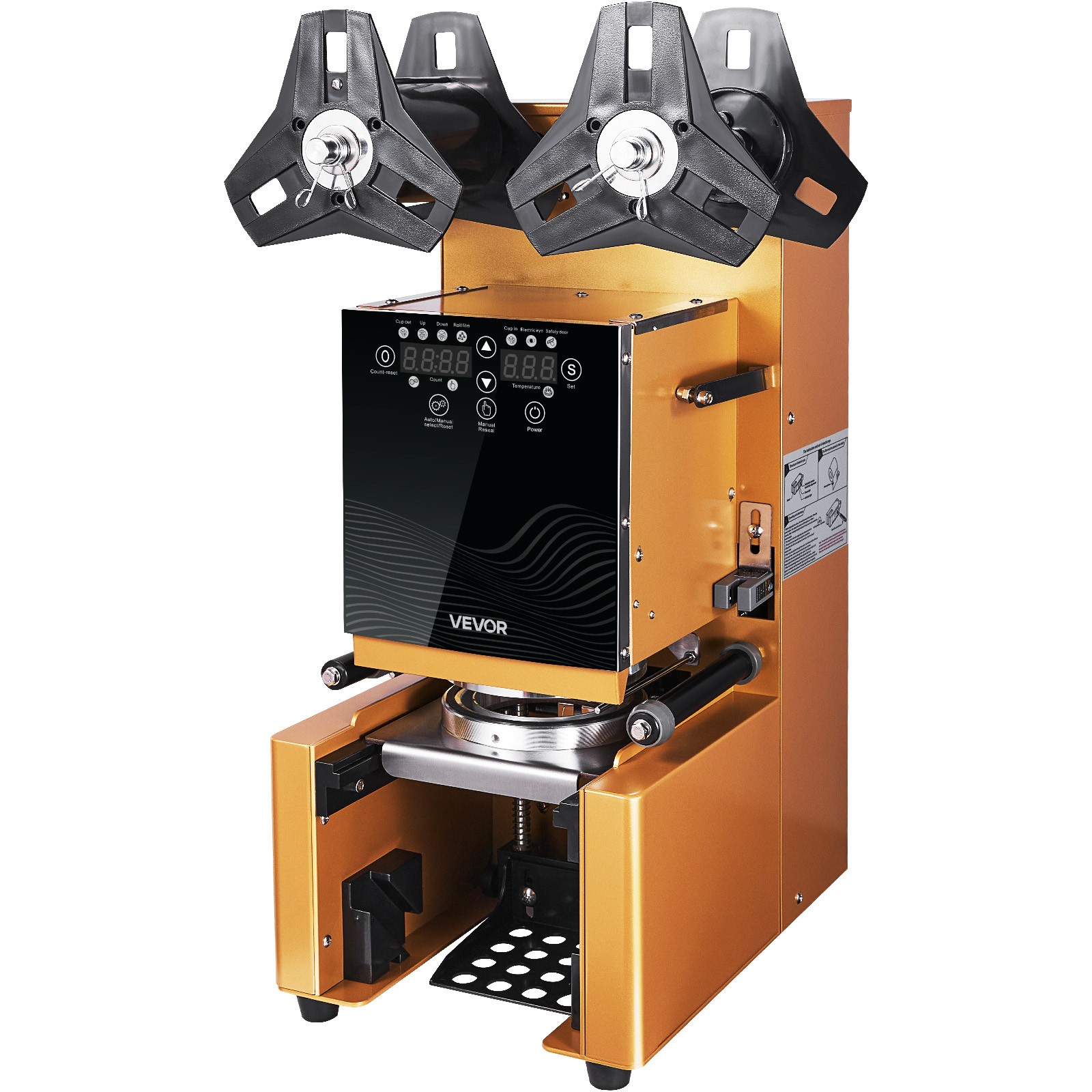 VEVOR Fully Automatic Sealing Machine Tea Cup Sealer 500-650 Cups/H 190 mm Gold