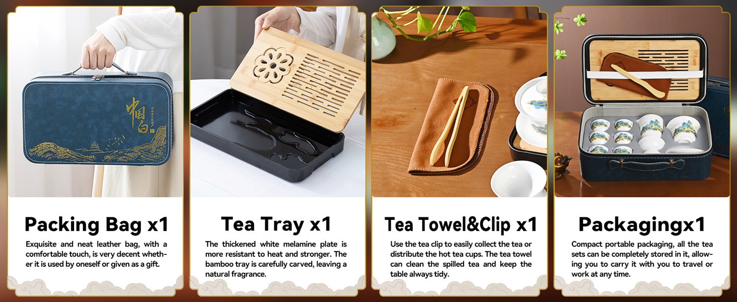 Chinese Tea Set Traditional, Chinese Kung Fu Tea Set for Adults, Gaiwan Tea Set