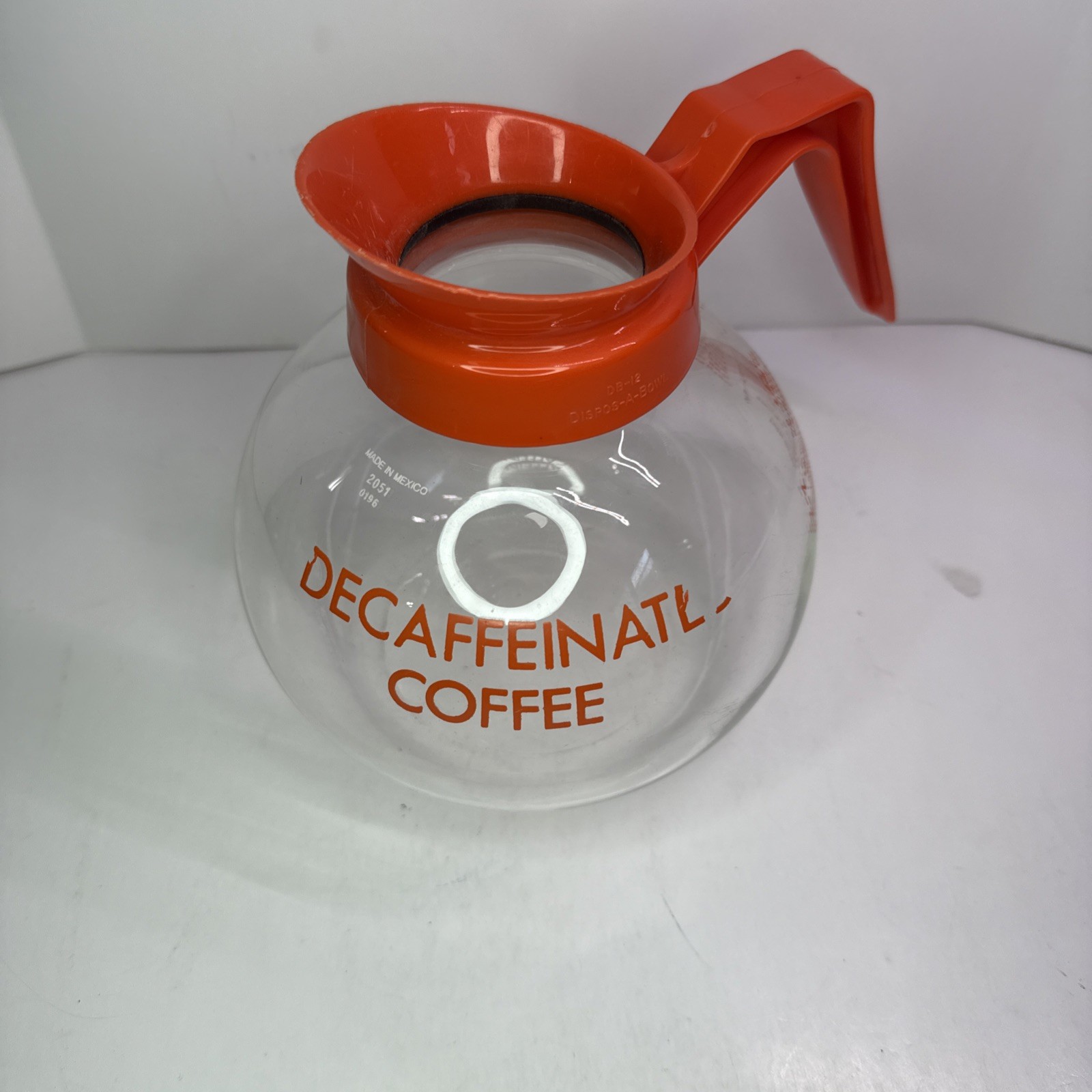 Commercial Decaf Orange Handle Glass Coffee Pot Carafe