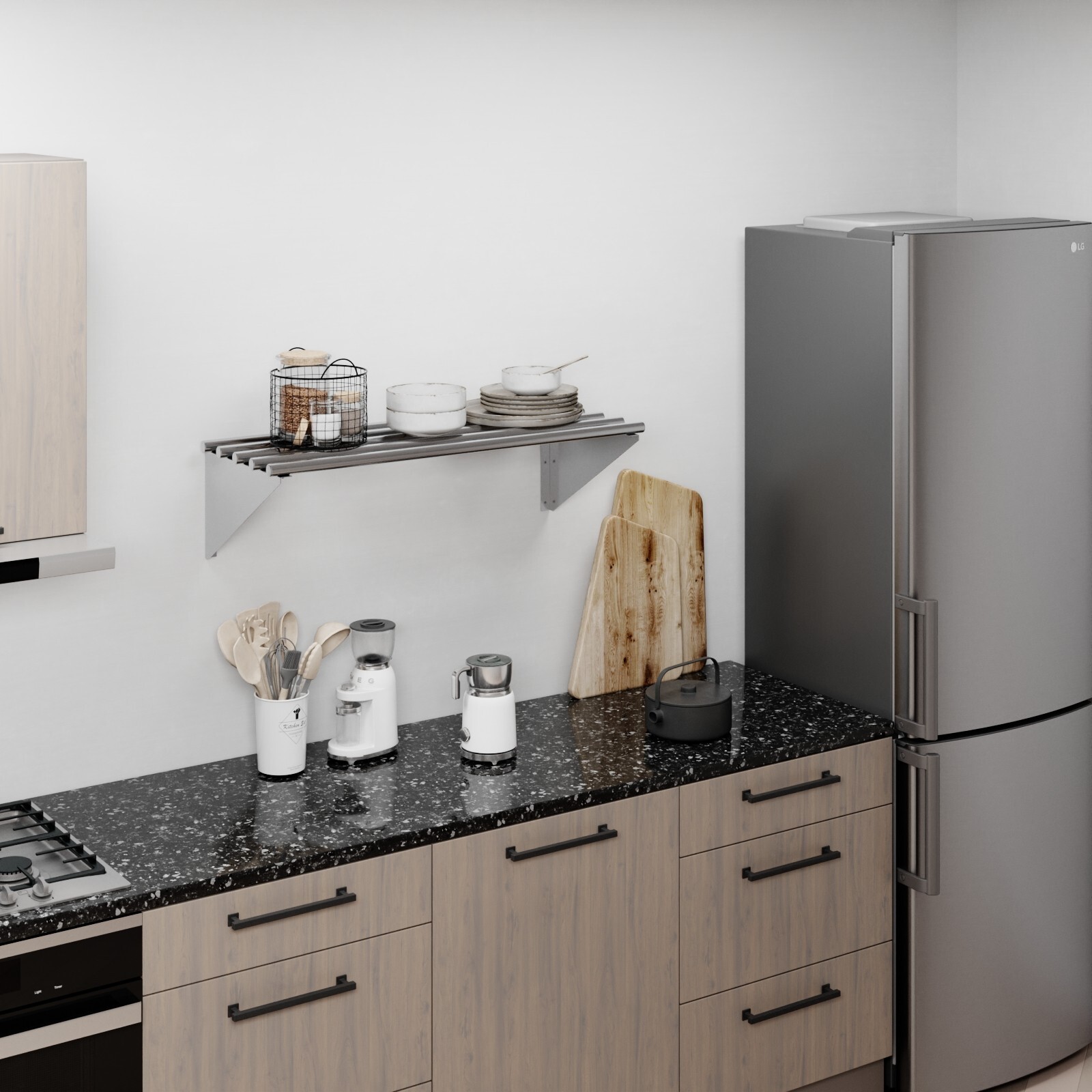 AmGood 14 in. x 36 in. Stainless Steel Tubular Wall Shelf