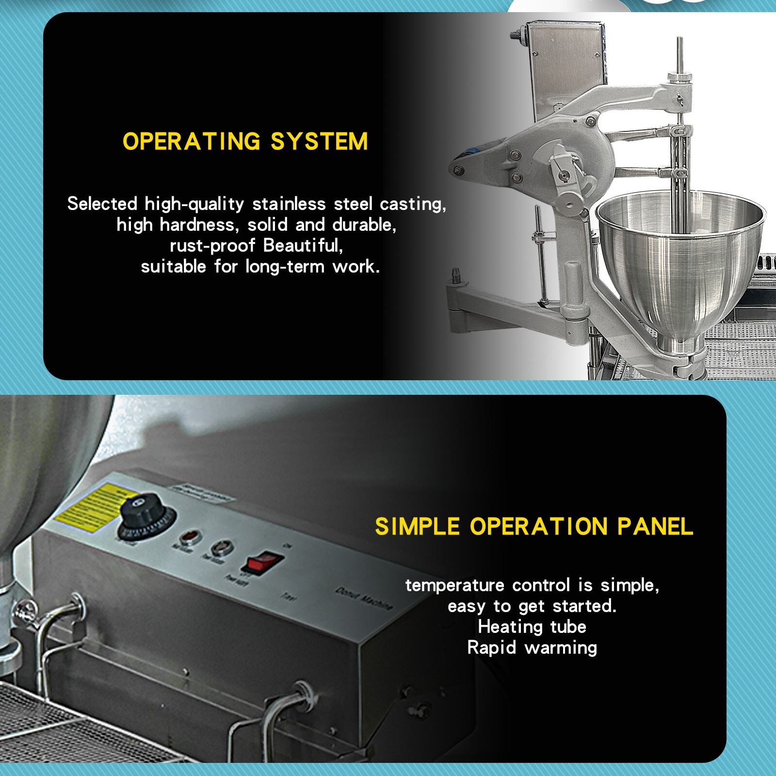 Kolice Commercial Doughnut Machine, 3 Different Molds 500-2000pcs/h Drip by hand