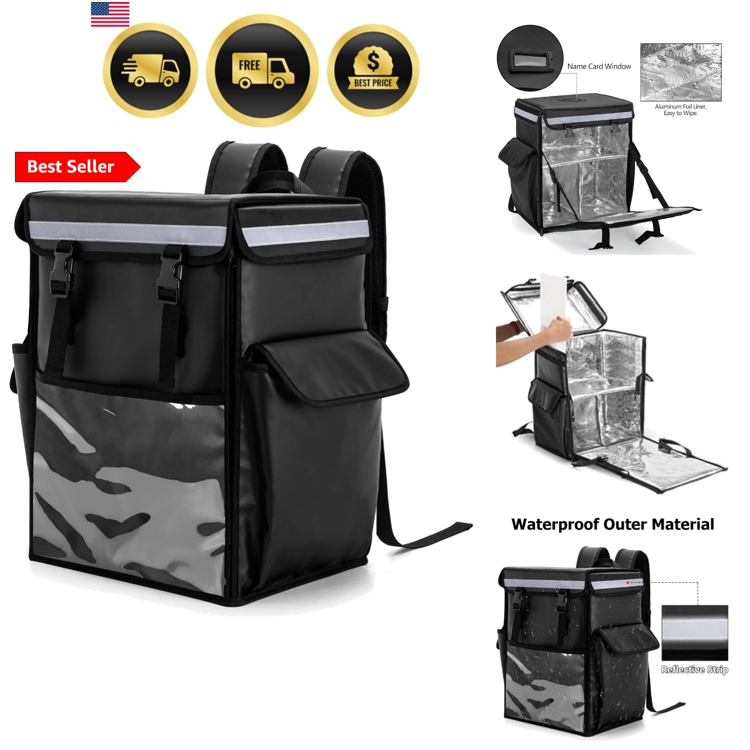 Insulated Food Backpack with 2 Side Support Boards and 3 Inner Spaces, Top & …