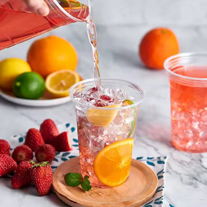 Unicup 20 OZ Clear Plastic PET Cups with Flat Lids