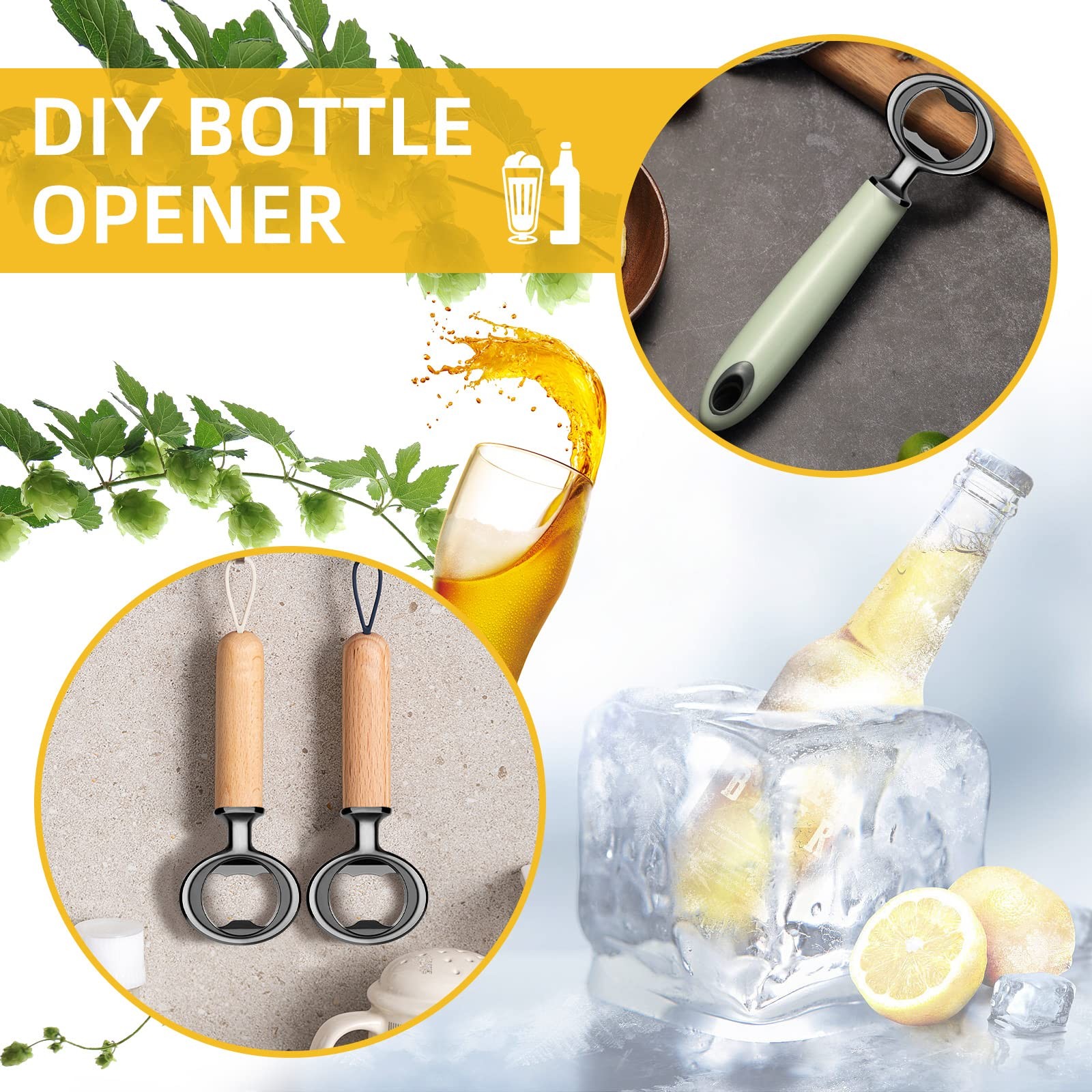 Metal Bottle Opener Kits 8 Pack Blank Stainless Steel Bottle Opener Insert Kits