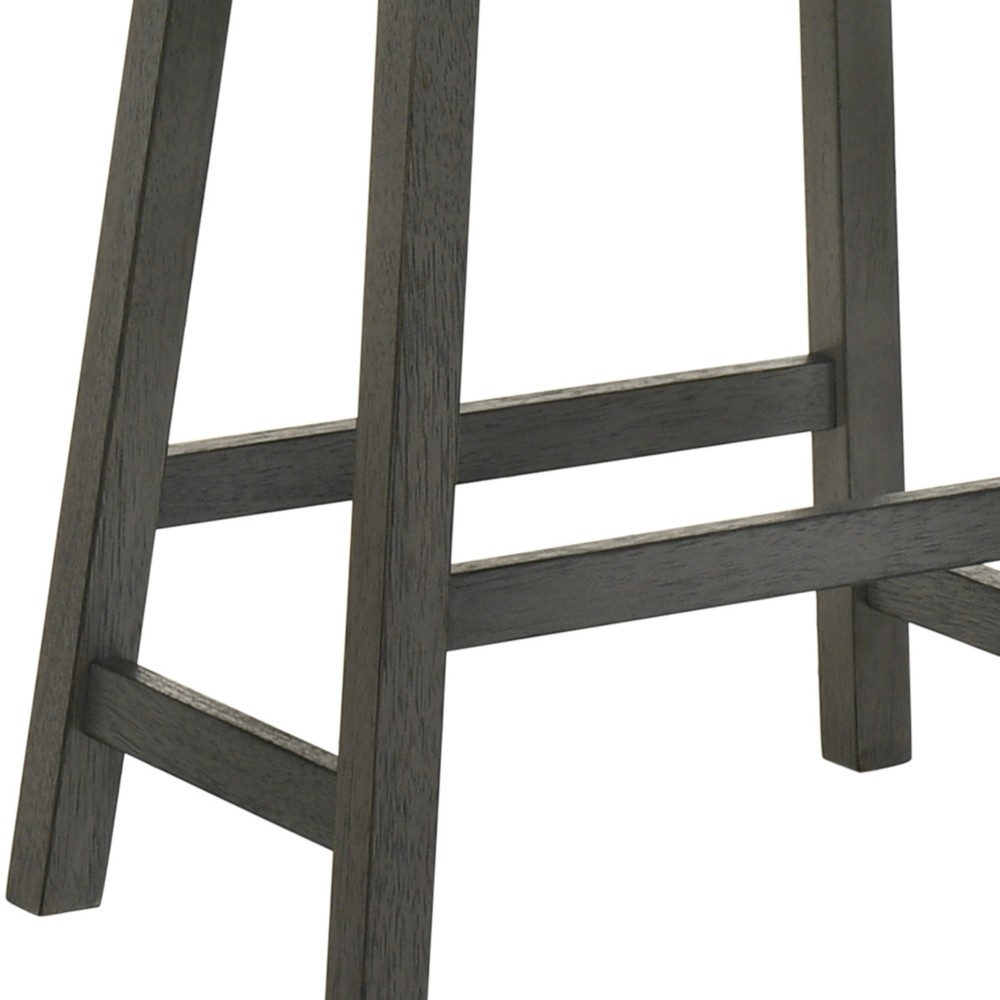 25in Backless Wooden Farmhouse Barstools W Faux Leather Seat