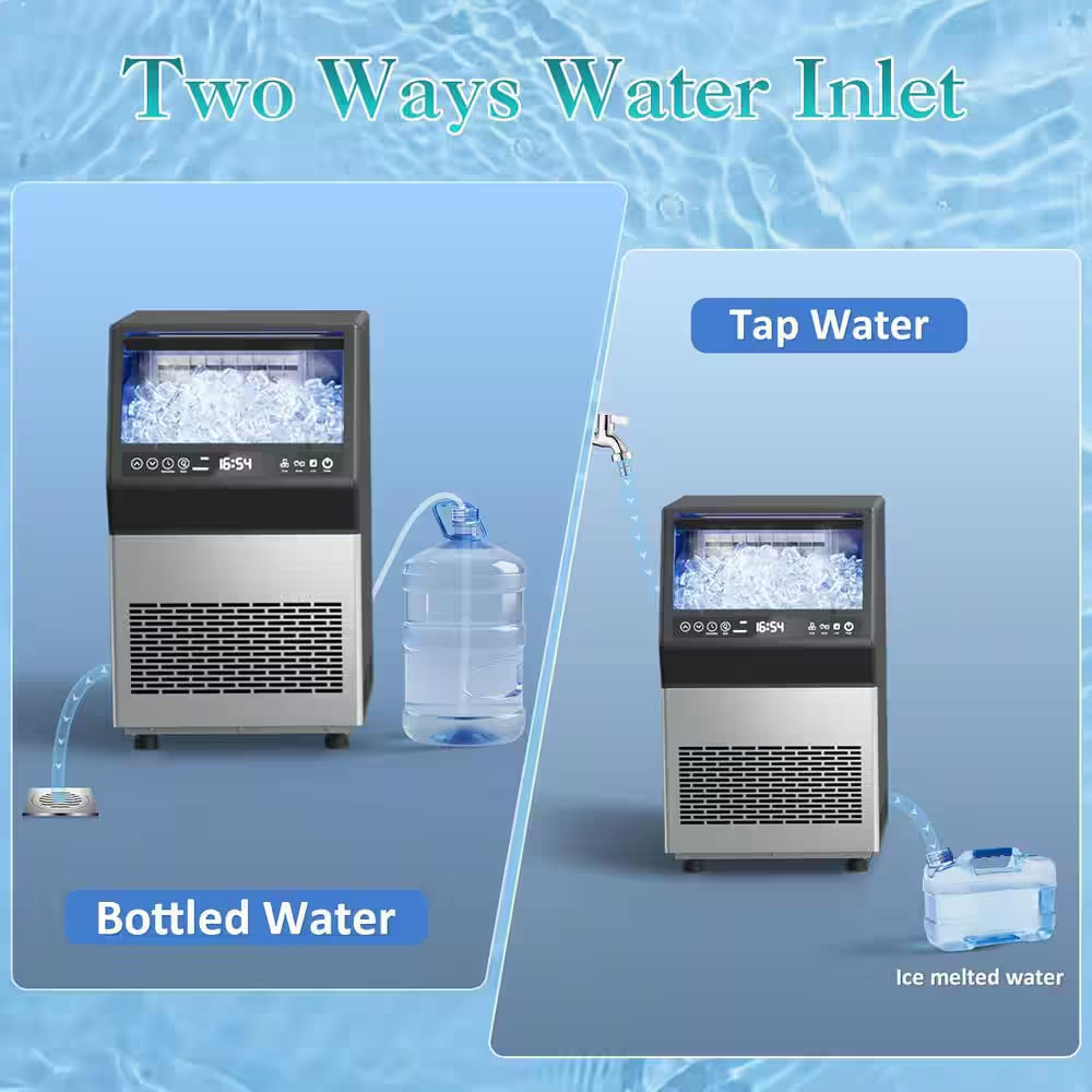 15.7 In. 110 LBS/24H Stainless Steel Commercial Ice Maker-Undercounter/Freestand