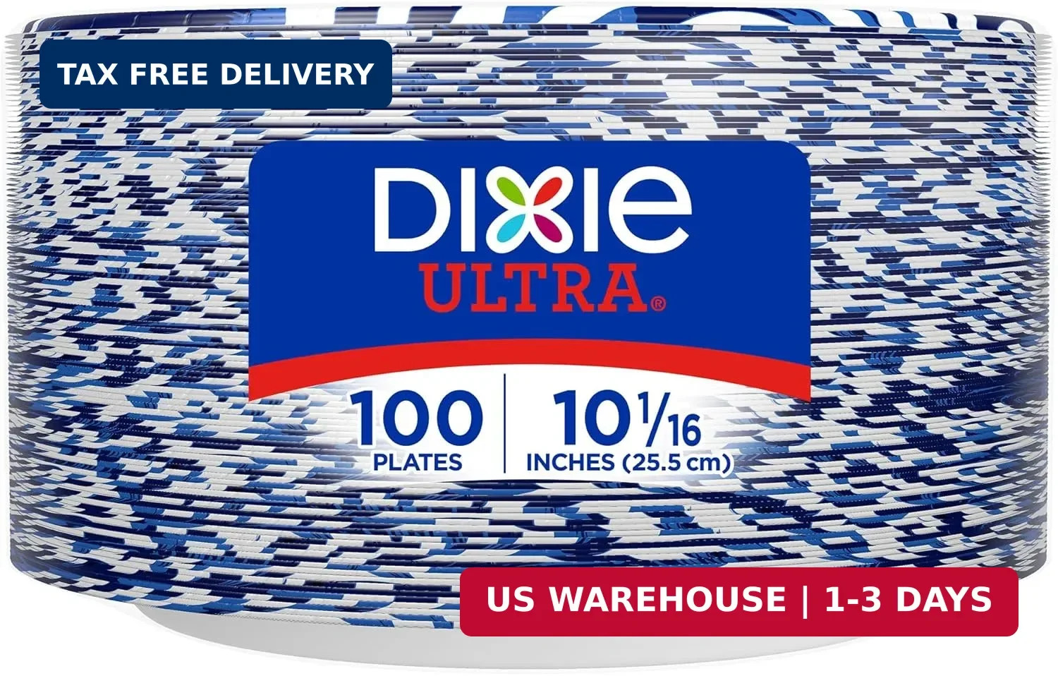 Dixie Ultra, Large Paper Plates, 10 Inch, 100 Count, 3X Stronger*, Heavy Duty, M