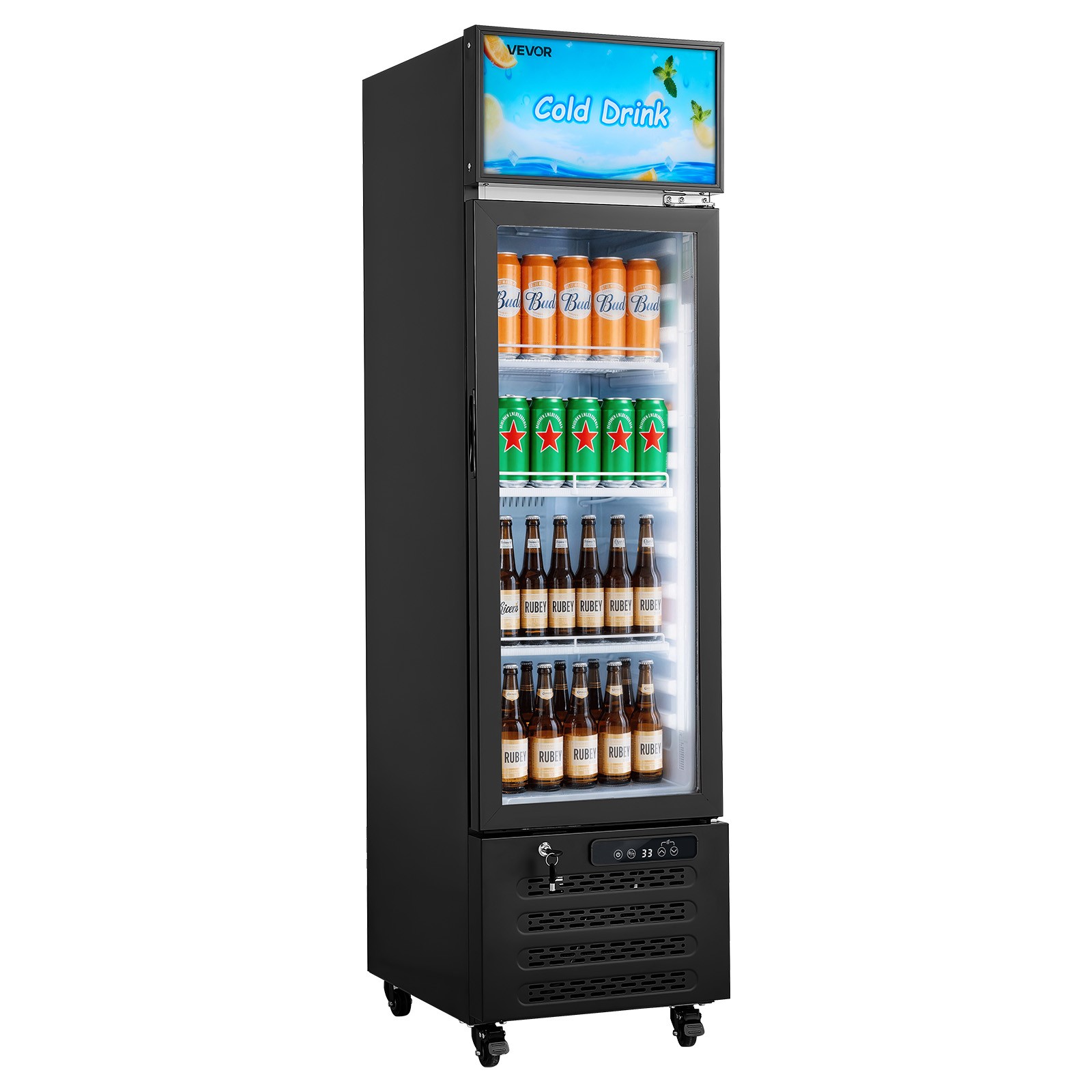 VEVOR Commercial Merchandiser Refrigerator 6.1 Cu.Ft Upright Beverage Cooler