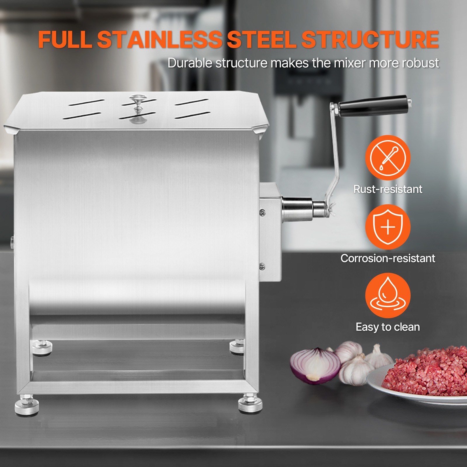 Commercial Manual Meat Mixer 60LB Meat Sausage Hand Mixing Machine Stainless