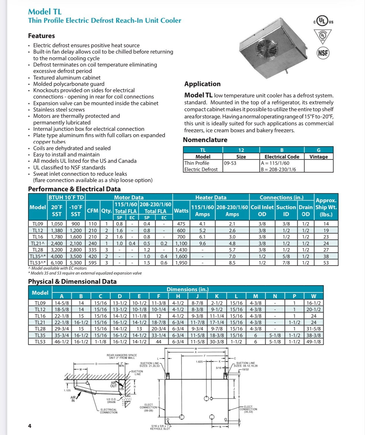 Overstock Heatcraft reach in evaporator 1 fan TL12A1FHEF  115/1