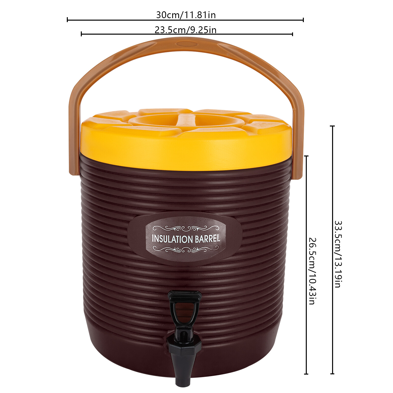 13L Hot & Cold Drink Dispenser Insulated Beverage Dispenser with Faucet Brown US