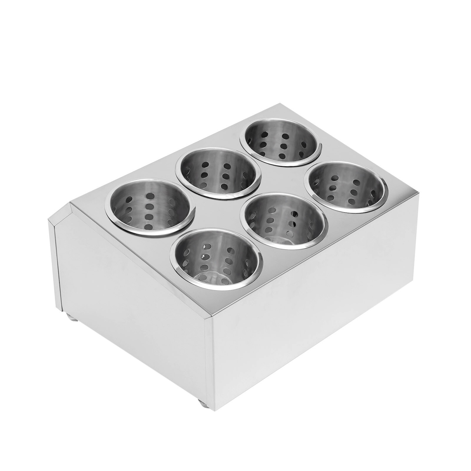 6-Grids Flatware Cylinder Holder Kitchen Utensils Storage Organizer Stainless