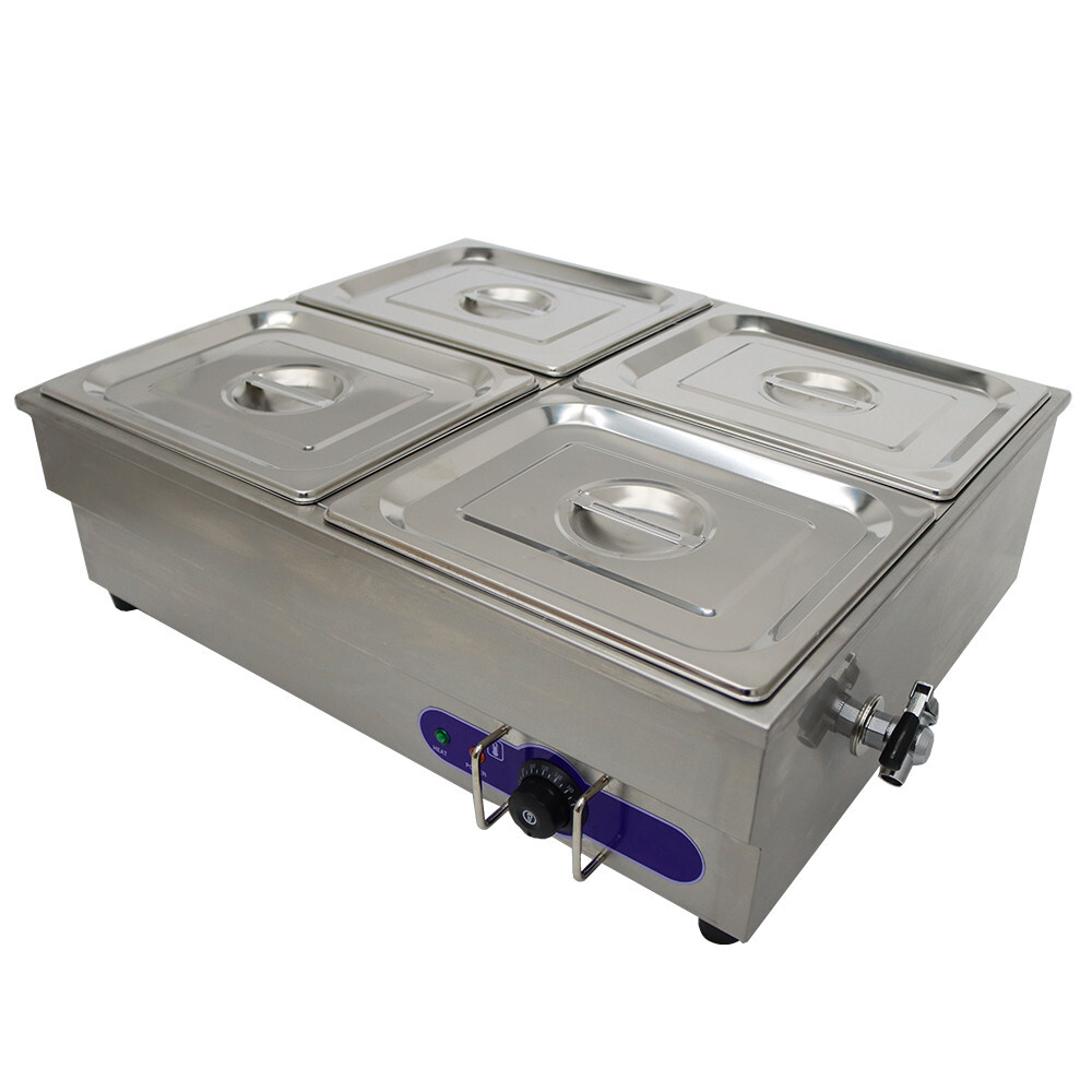Commercial Stainless steel Squarish 4-Pan 1/2 Size Buffet Food Warmer 110V 1.5KW