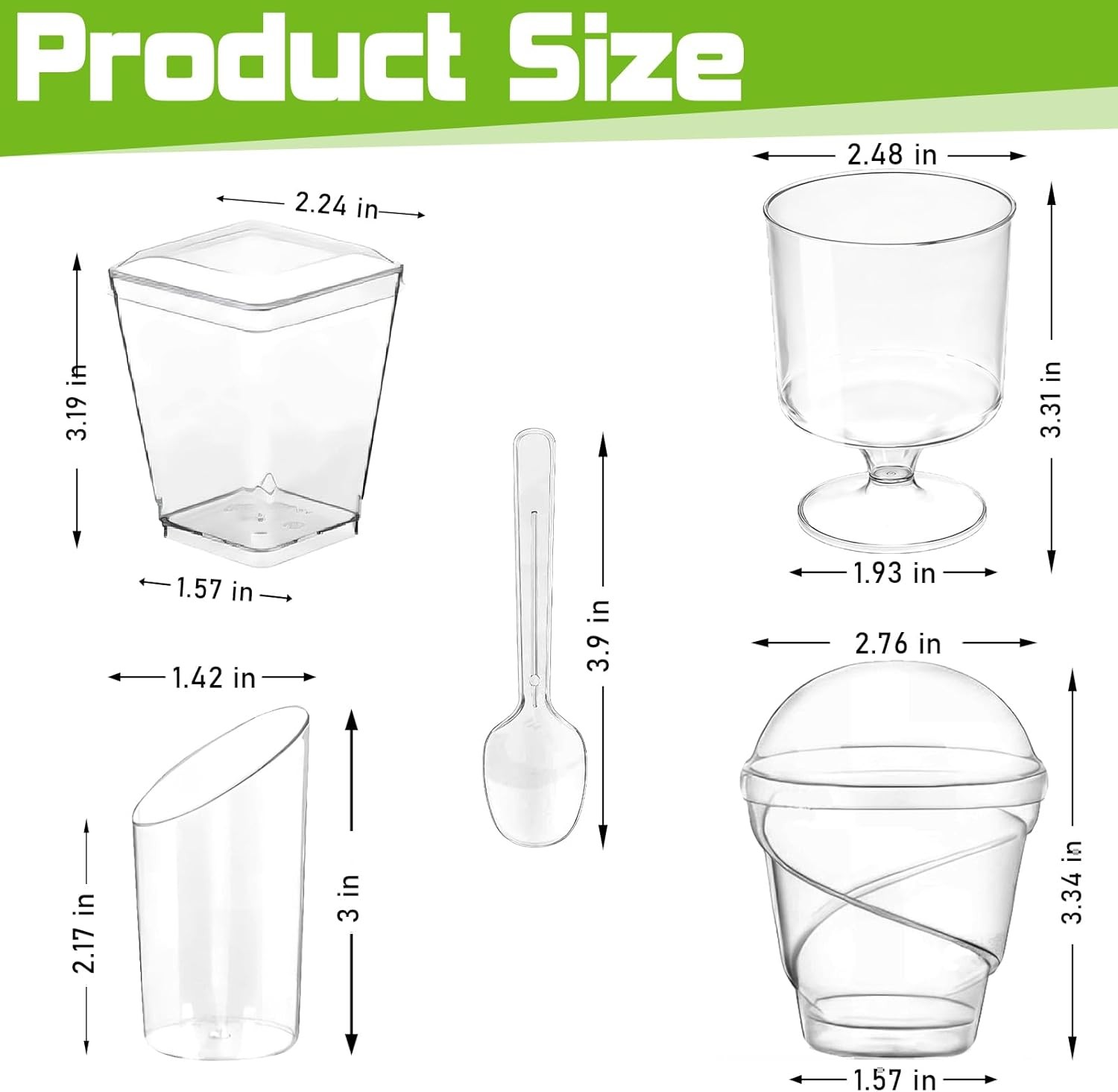160 Pcs 5 oz Plastic Dessert Cups with Dome Lids and Spoons, Disposable Goblet