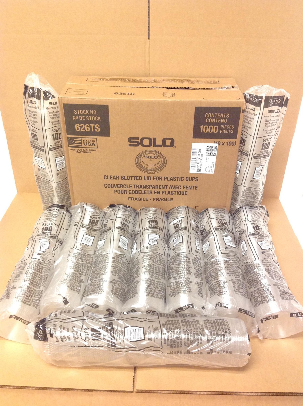 NEW Dart Solo 626TS Clear Straw Spotted Lid For Plastic Cups, 1000/Case