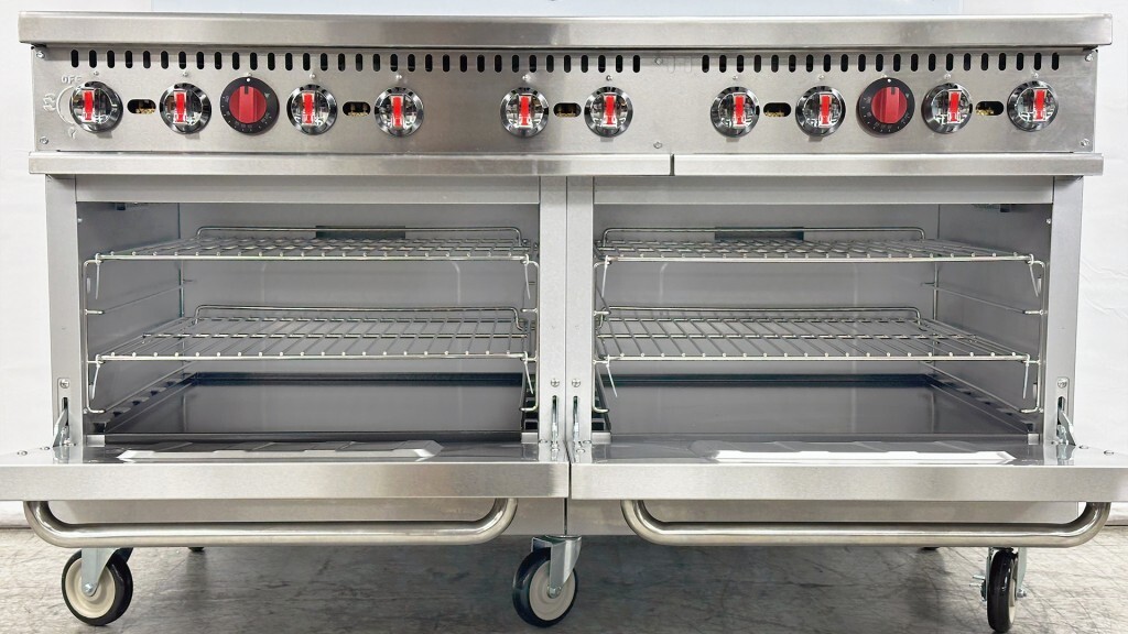 NEW 60″ Double Oven Range 10 Burner Grate Stove Top Commercial w/ Wheels NSF
