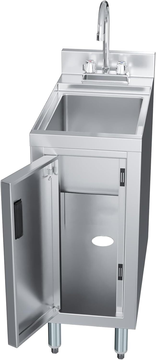 22 in. x 12 in. Stainless Steel Underbar Hand Utility Sink with Cabinet Base