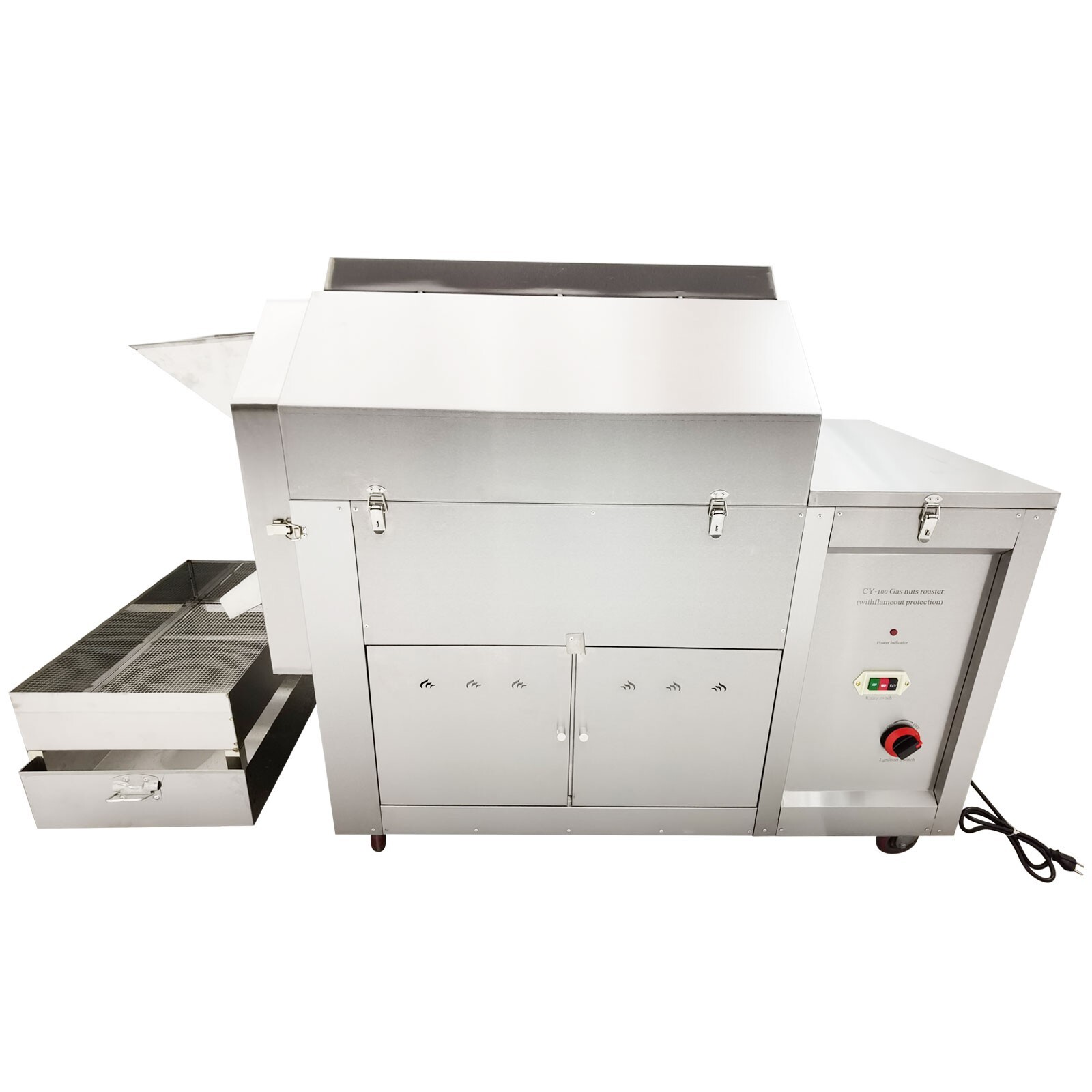 220V 1PH Gas Type Automatic Coffee Bean Nuts Roaster Capacity 110lbs 0-300℃