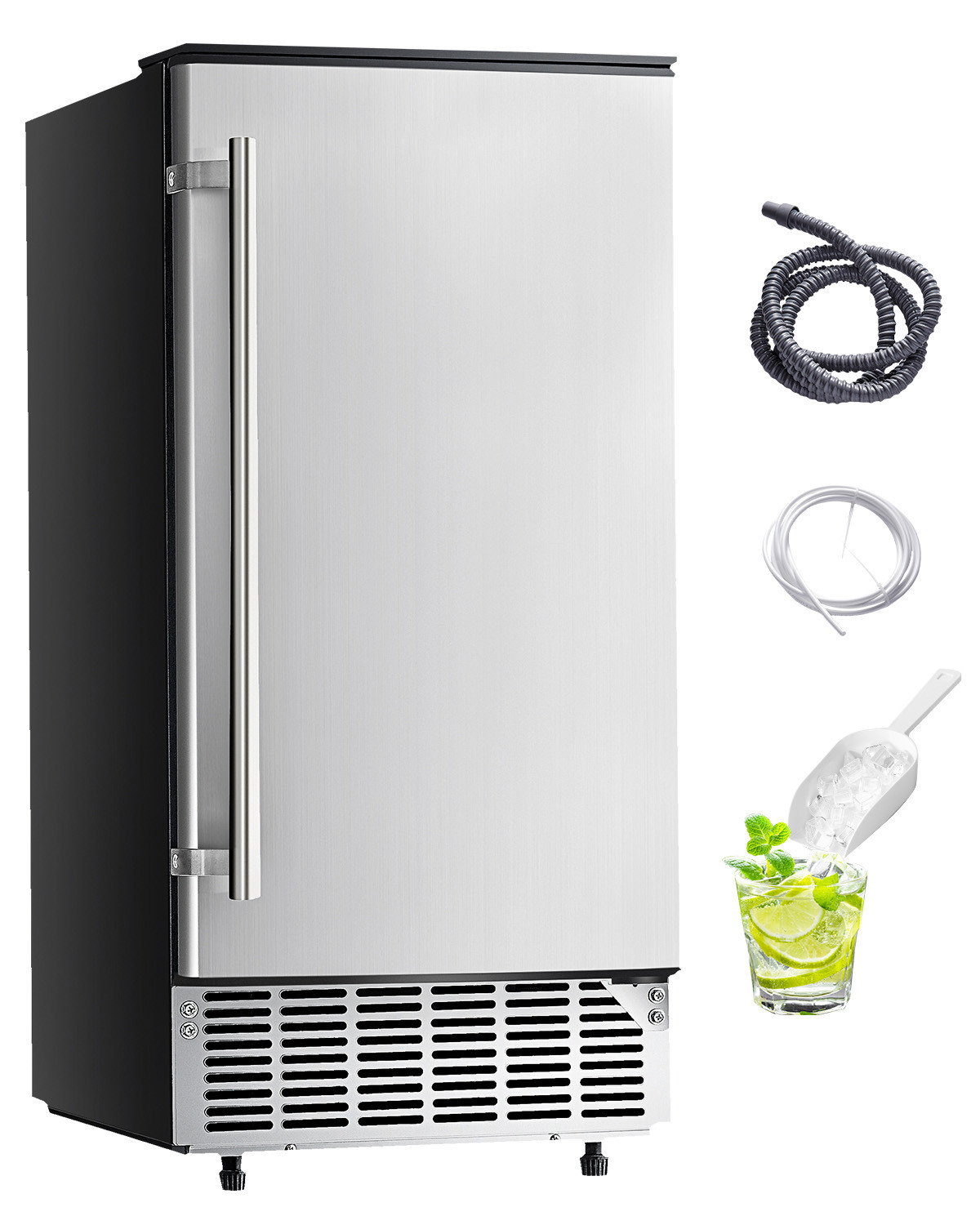 80lbs/24h Commercial Undercounter Ice Maker Built-in Ice Cube Machine Stainless