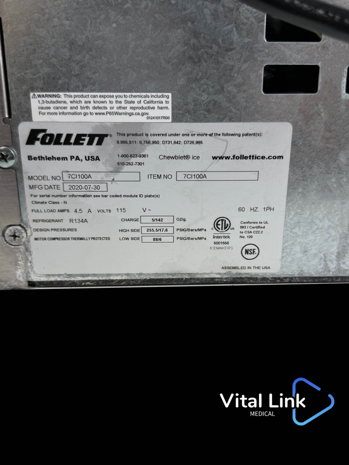 Follett 7CI100A Countertop Ice & Water Dispenser Chewblet Nugget Ice! DOM 7/2020