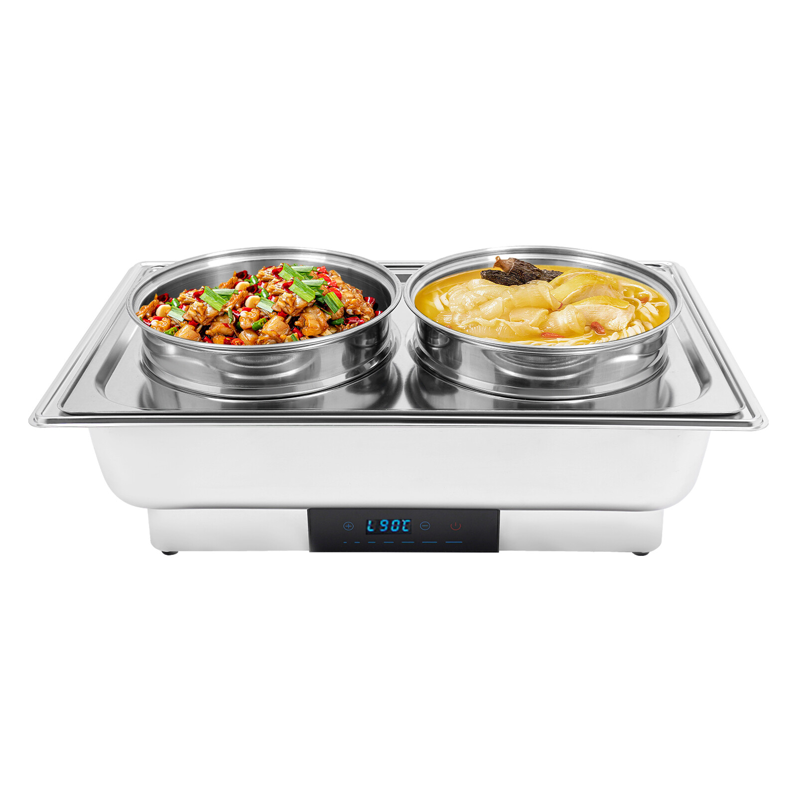 2-Pan Commercial Electric Food Warmer 8L Stainless Steel Food Warmer 95-194??F