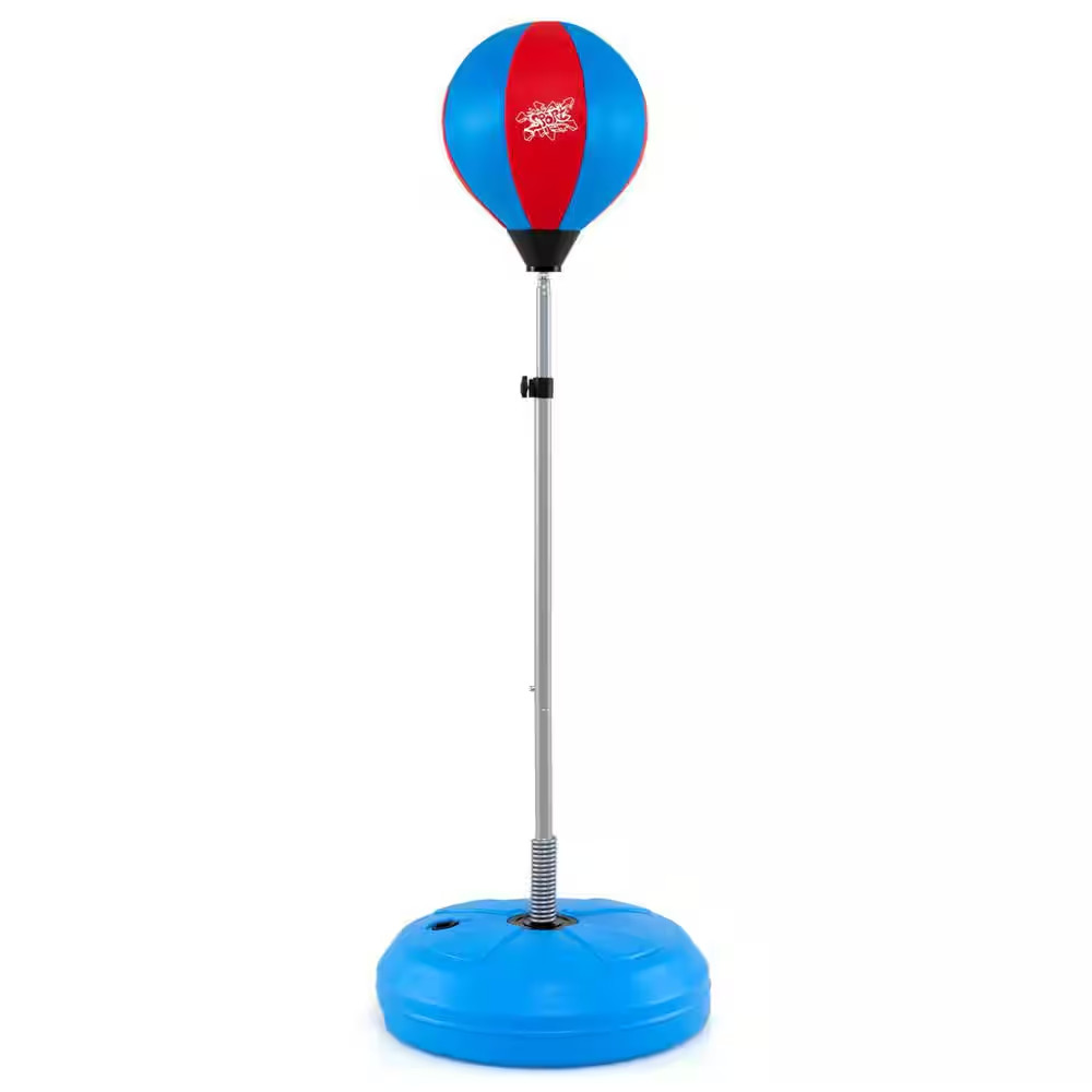 Boxing Punching Bag with Height Adjustable Stand Boxing Gloves Adults Blue