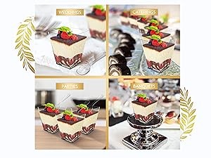 Mini Dessert Cups with Spoons (50 PACK) (Clear Spoons) (No Lids) – 5 oz Parfait