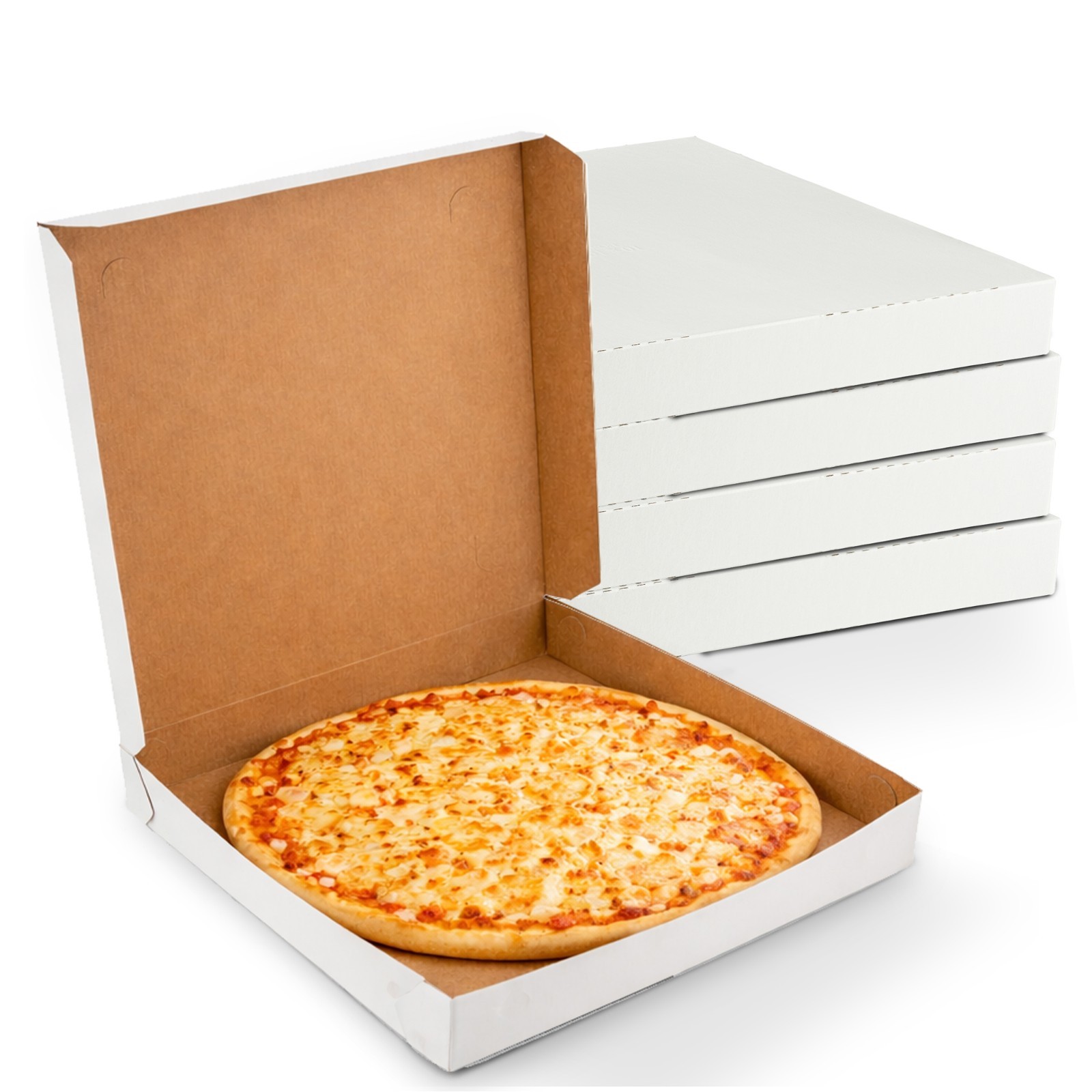 MT Products 16″ x 16″ x 1.9″ Extra Thin White Paperboard Pizza Boxes, 100 Pack