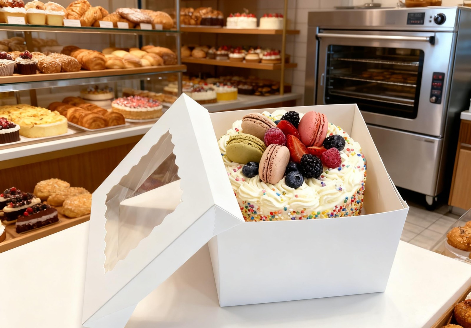 GoldenBakeryFamily 10 Pcs Cake Boxes,12x12x8 Inches White （12 Inch 10 Pack）