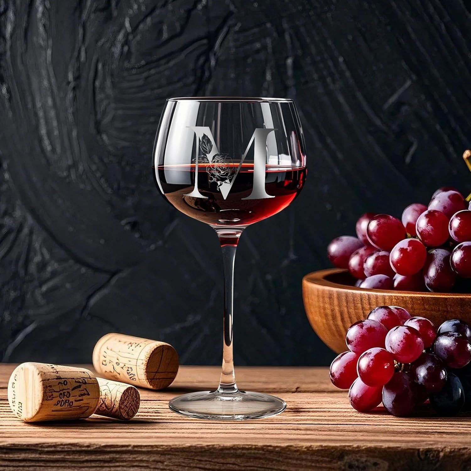 Personalized Gifts for Women Mom Friend, Initial A-Z Wine Glass Customized For