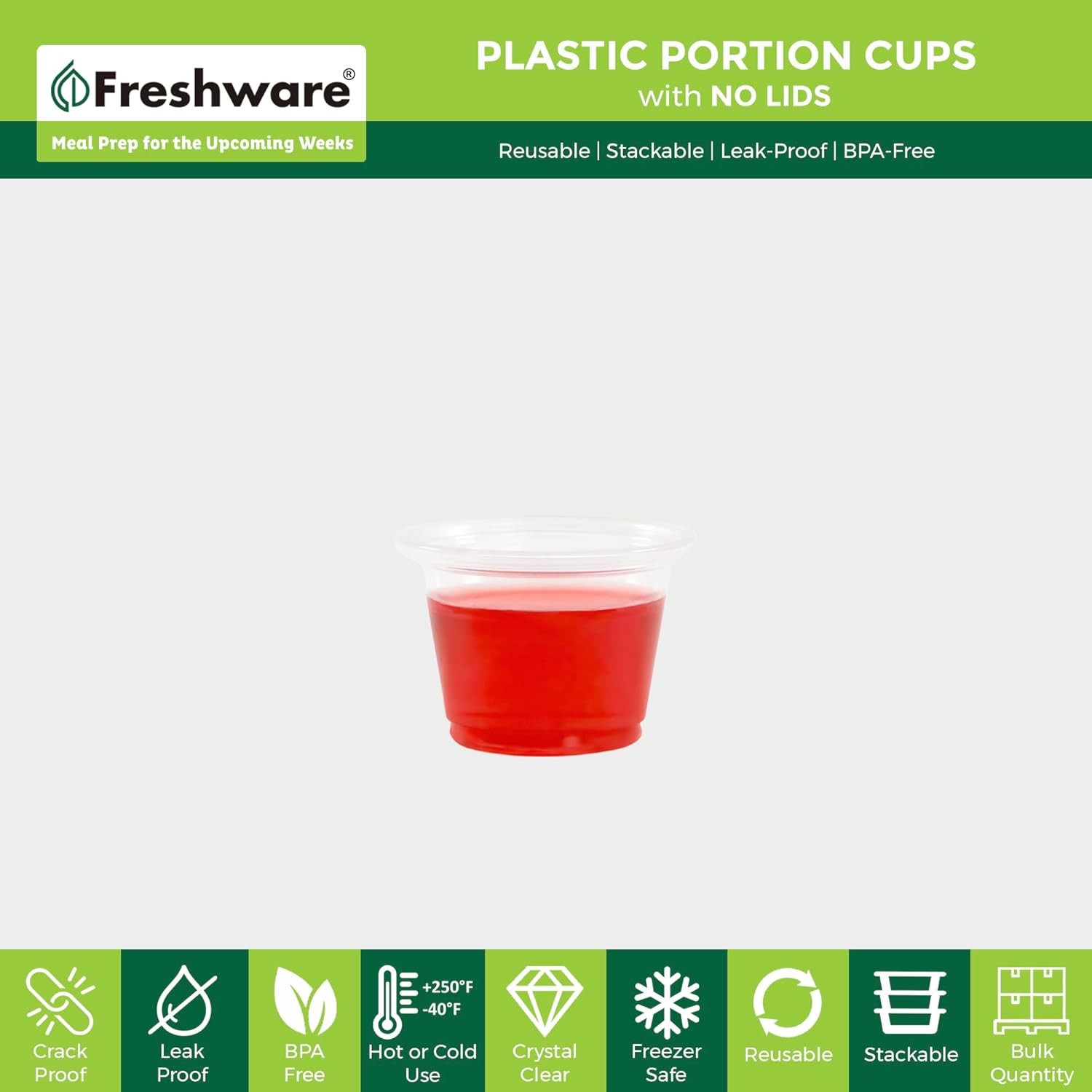 Plastic Portion Cups (No Lids) [1 Ounce, 250 Cup] Disposable Plastic Cups for