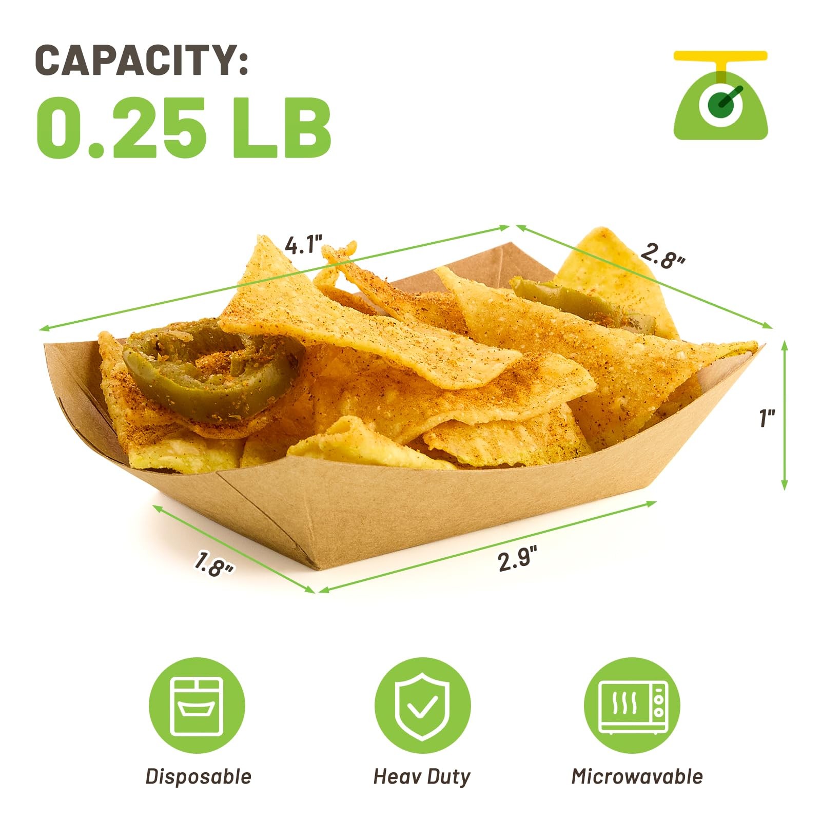 1/4 Lb Mini Paper Food Trays, 100 Pack Disposable Small Food Boats Bulk Brown…