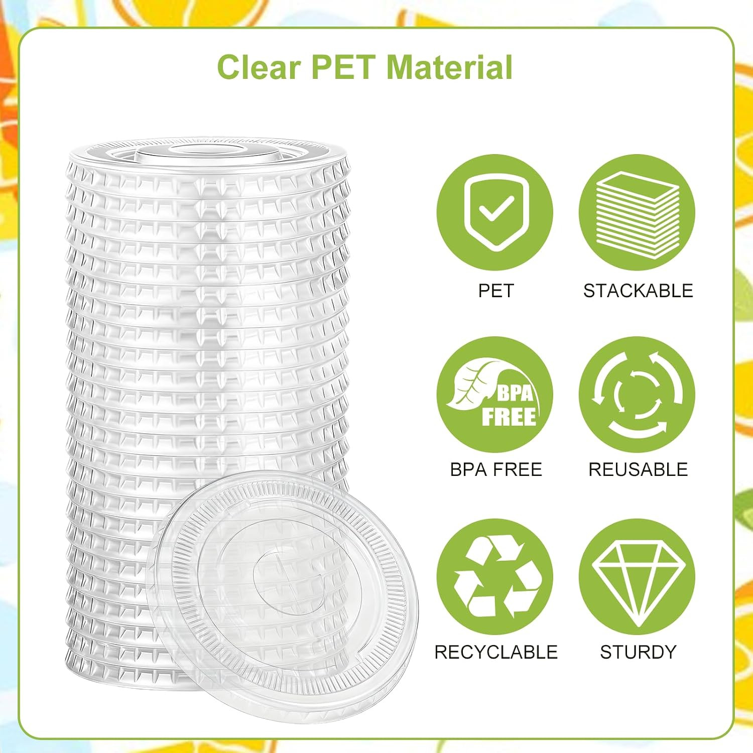 200Pcs, PET, Plastic Lids, 98Mm Plastic Cup Lids, with Straw Slot, Disposable Tr
