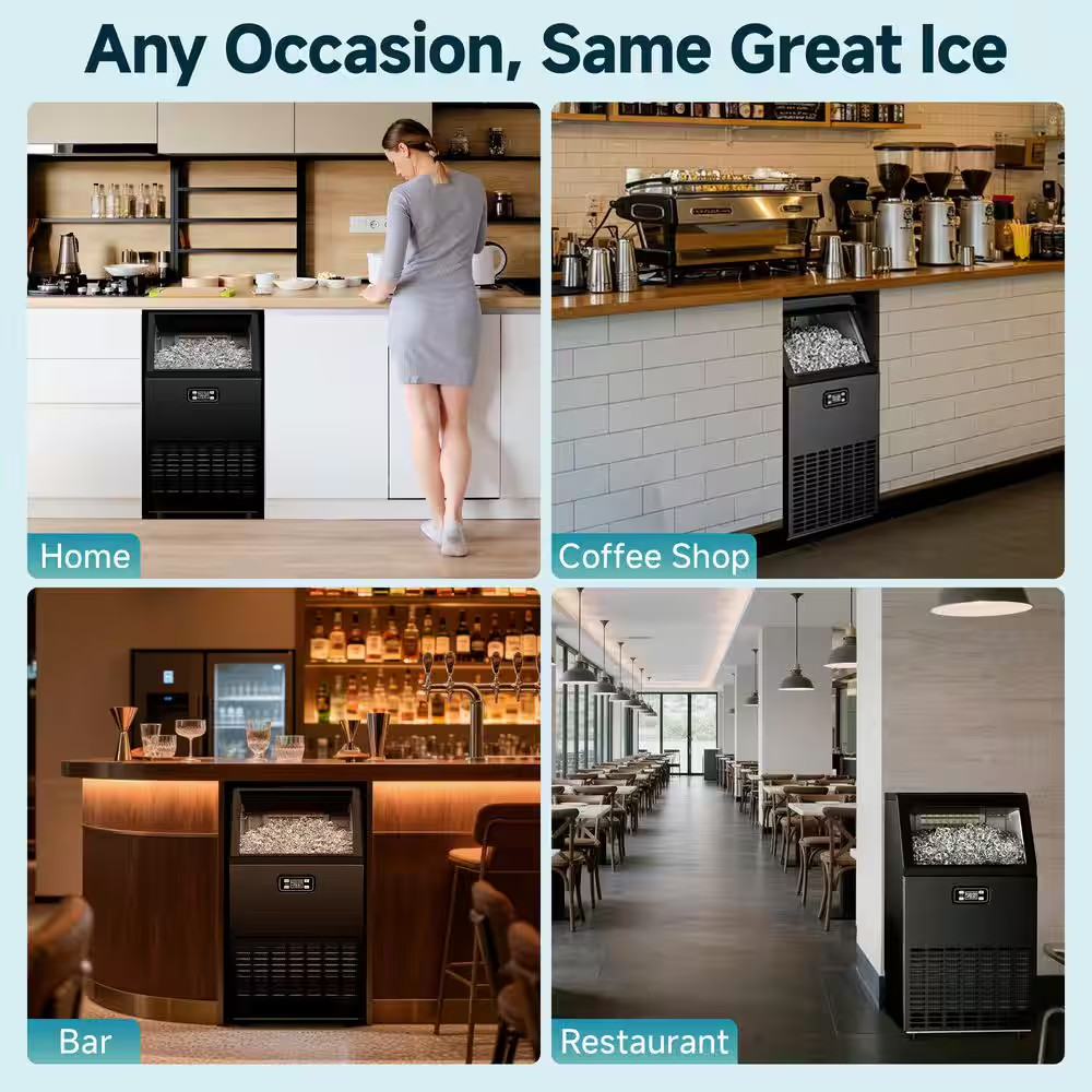 18 In. 150 Lbs. /24H Full Size Cubes Undercounter Commercial Freestanding Ice Ma