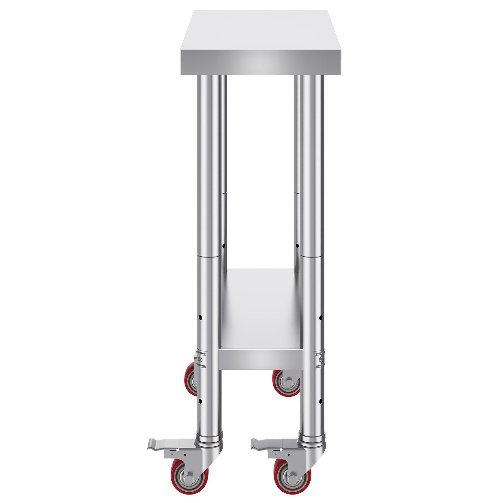 24x12in Rust-Resistant Stainless Steel Work Table with Casters