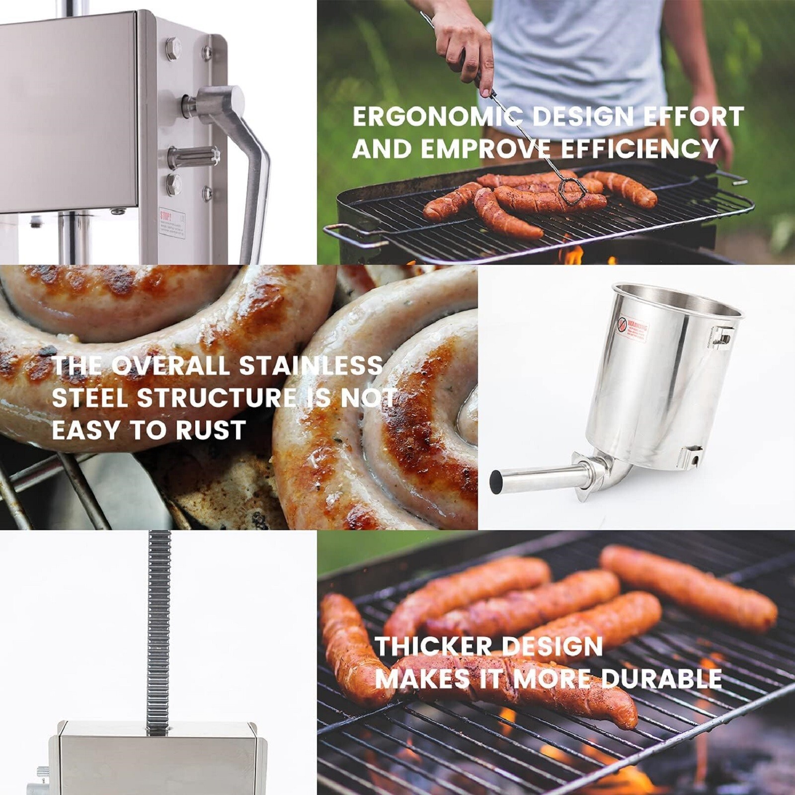 Hakka 7L 15LBS Sausage Stuffer Vertical Stainless Steel Meat Press Filler Maker
