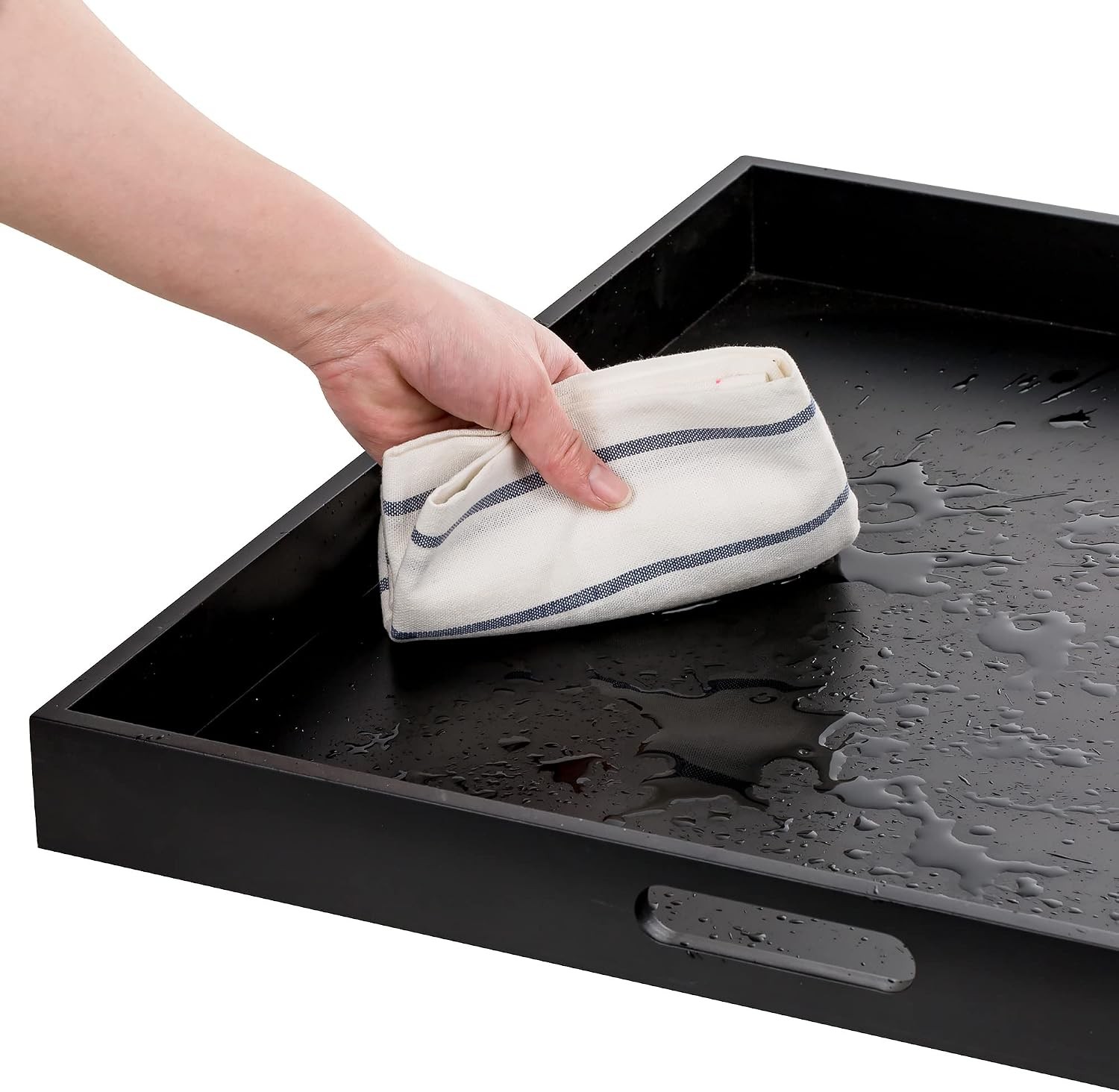 Ottoman Tray for Living Room Modern Extra Large Black Serving Decorative Trays