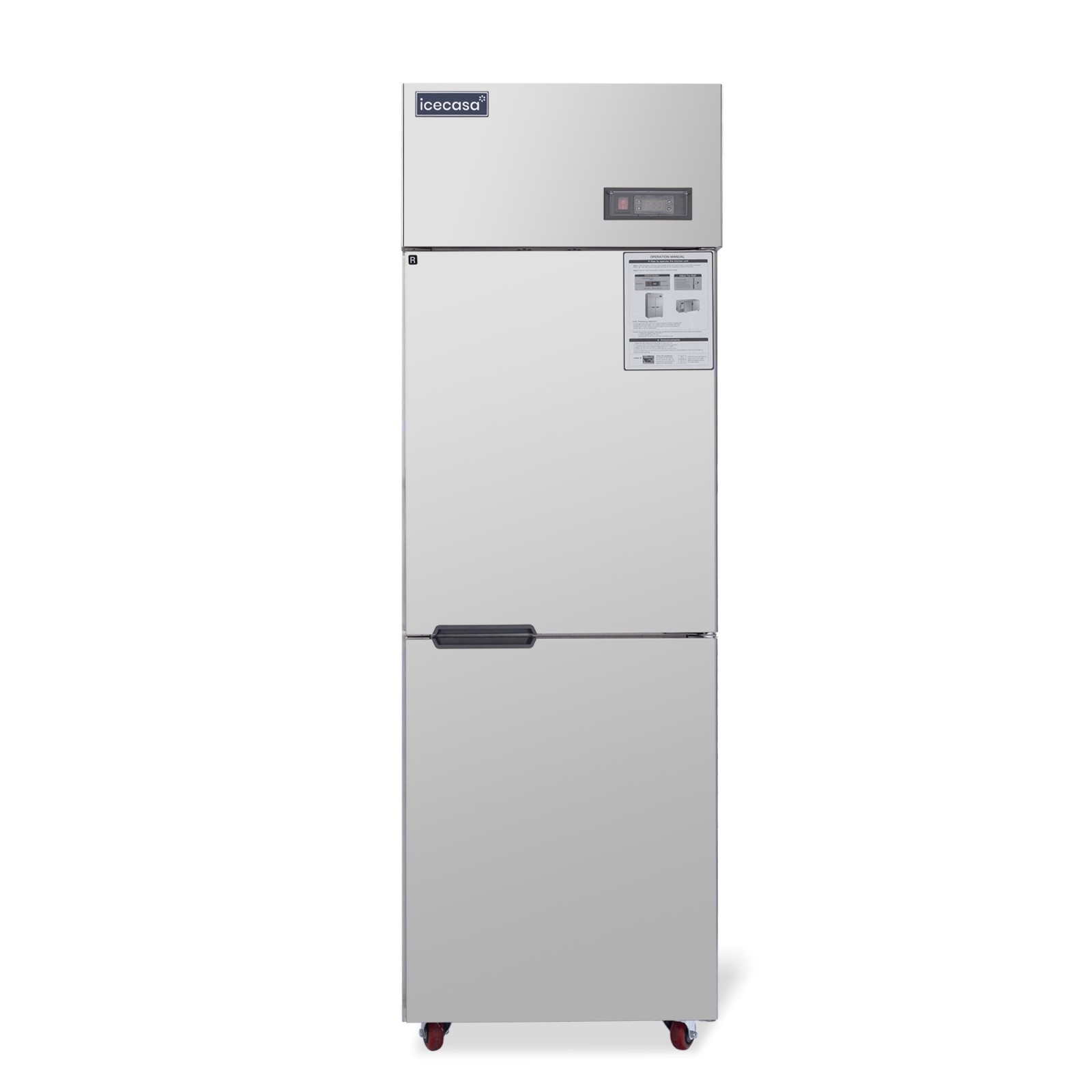 ICECASA 24″ Commercial Reach In Refrigerator Split Door 15 Cu.ft Stainless Steel