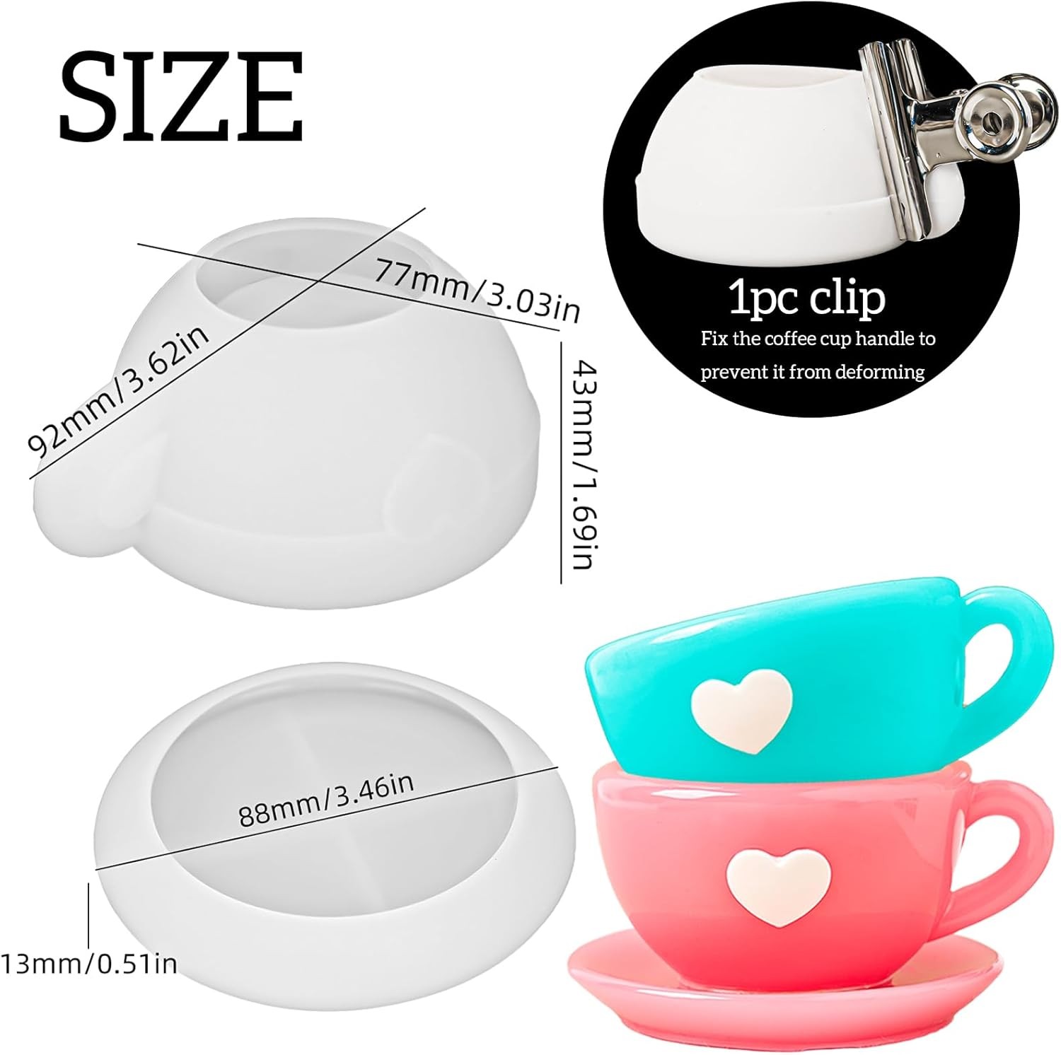 Resin Molds Coffee Cup with Saucer Silicone Mold for Resin Epoxy Casting Candle
