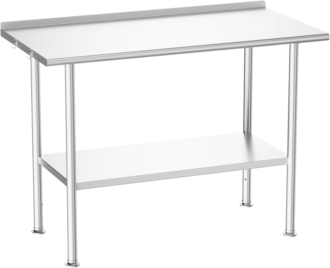 **24×48 All-Stainless Steel Prep Table w/ Backsplash & Adjustable Undershelf**