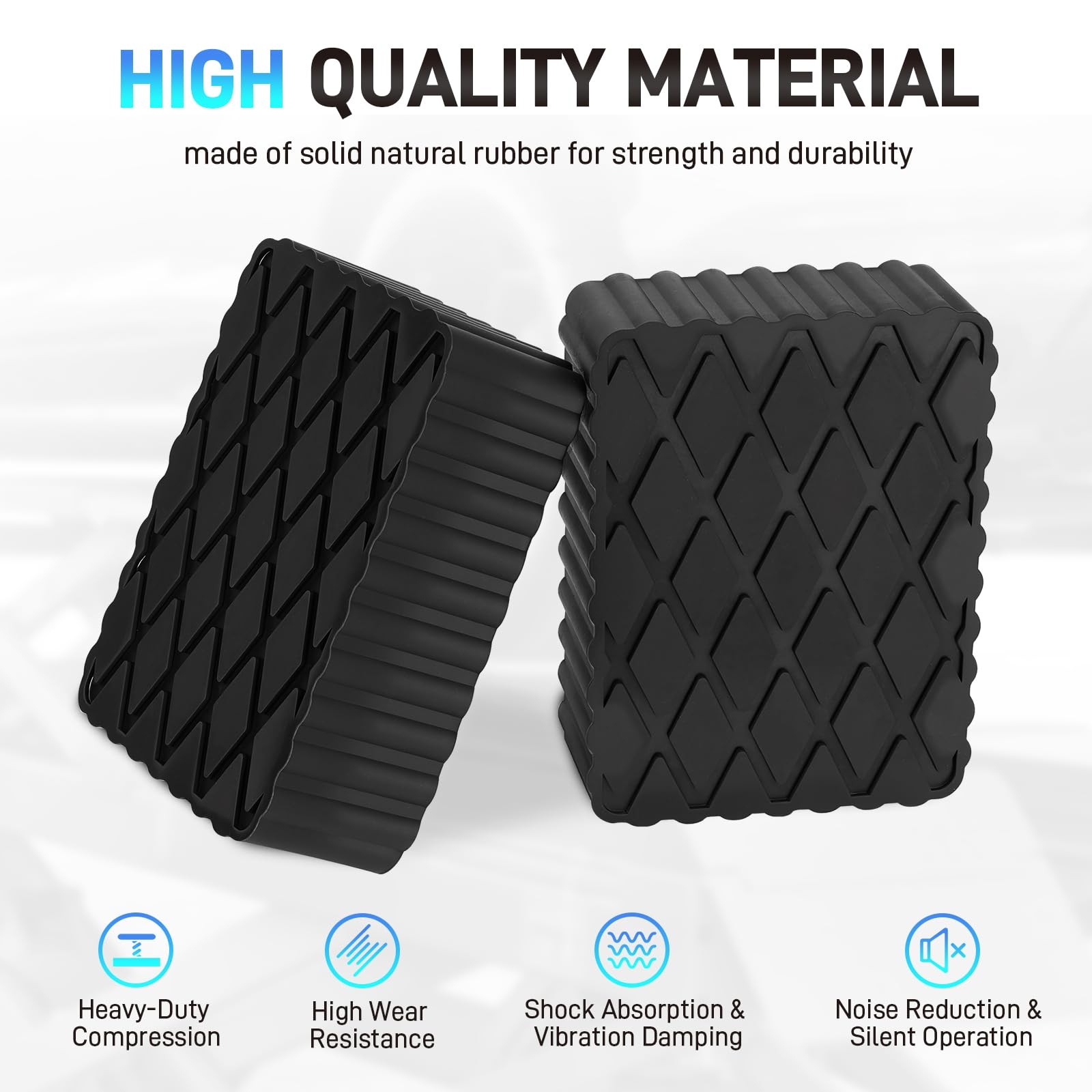 Jurplix Auto Lift Pads 4Pcs Anti-Skid Solid Rubber Spacer Block 6-3/8 X 4-3/4 X