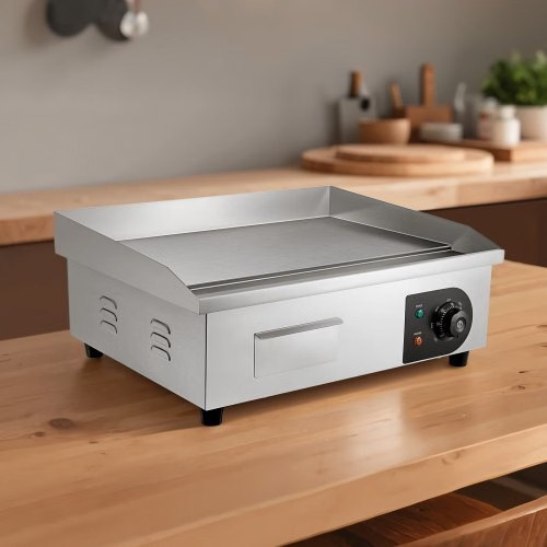 Commercial Electric Griddle, 1750W, 122-570°F Adjustable Temp Control, Stainles