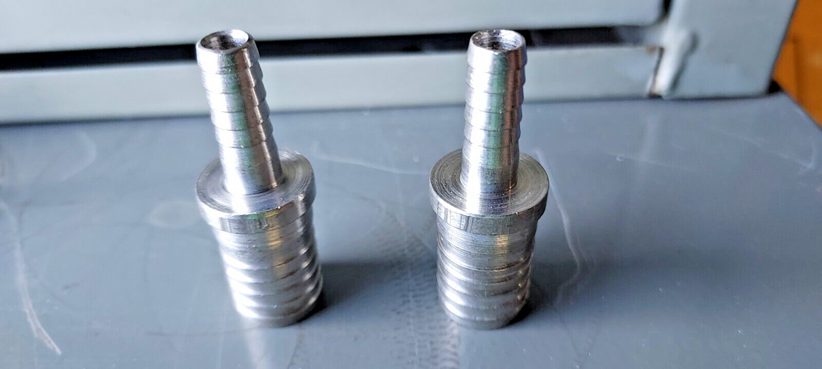 Lot of (4) Stainless Steel 1/4″ x 1/2″ Barb Hose Reducer Adapter Coupler Splicer