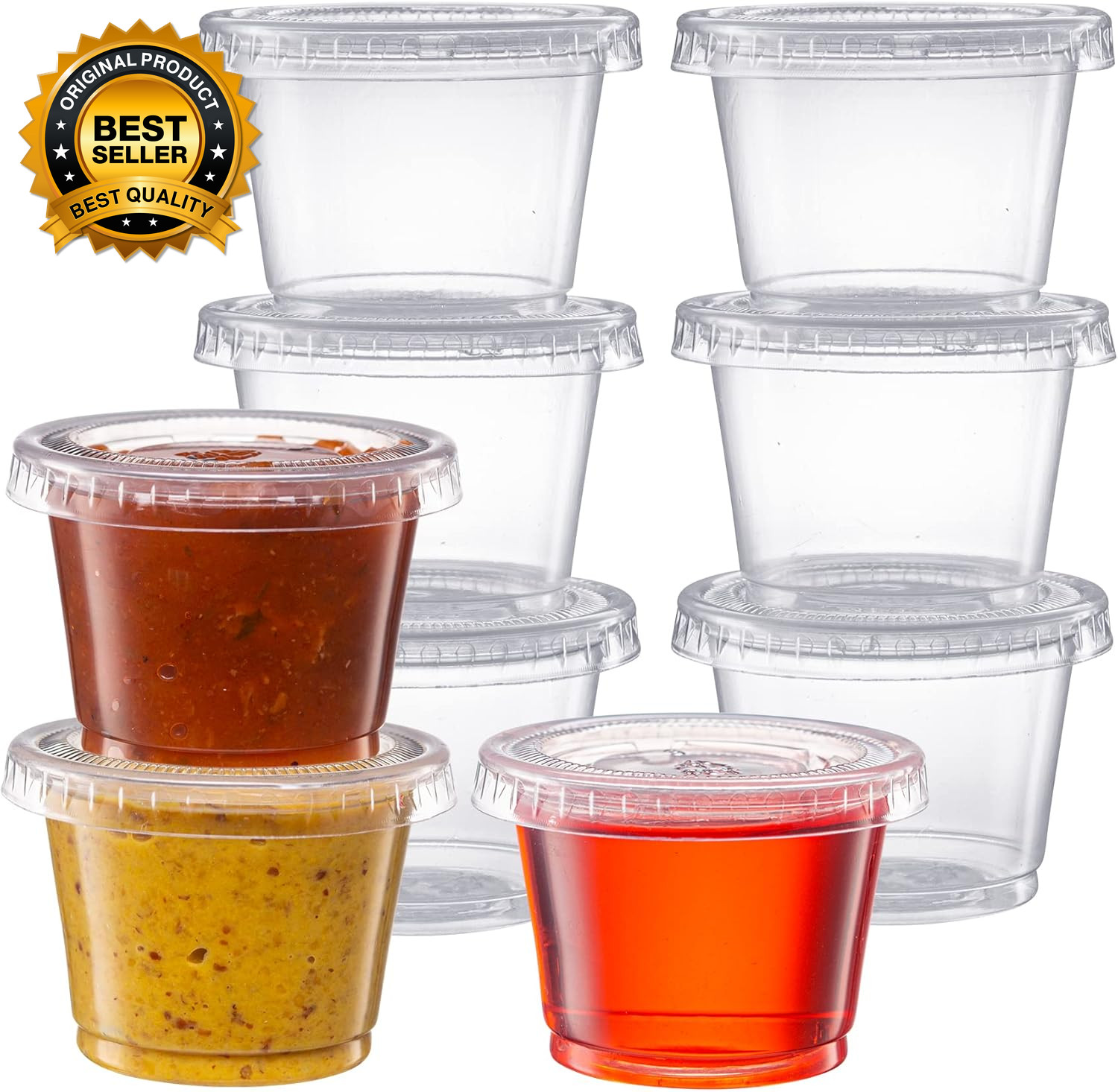 1 Oz. – 200 Count Clear Disposable Plastic Portion Cups with Lids – Small Plast