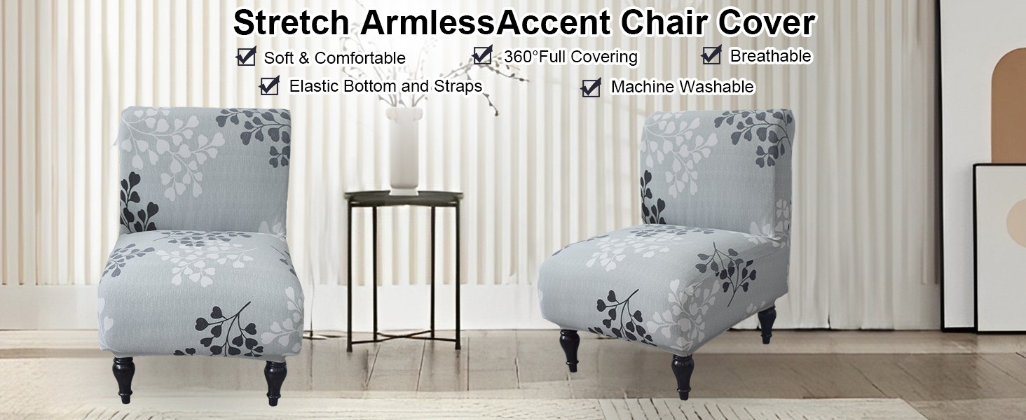 Armless Chair Slipcover Removable Armless Accent Chairs Covers Washable Armless