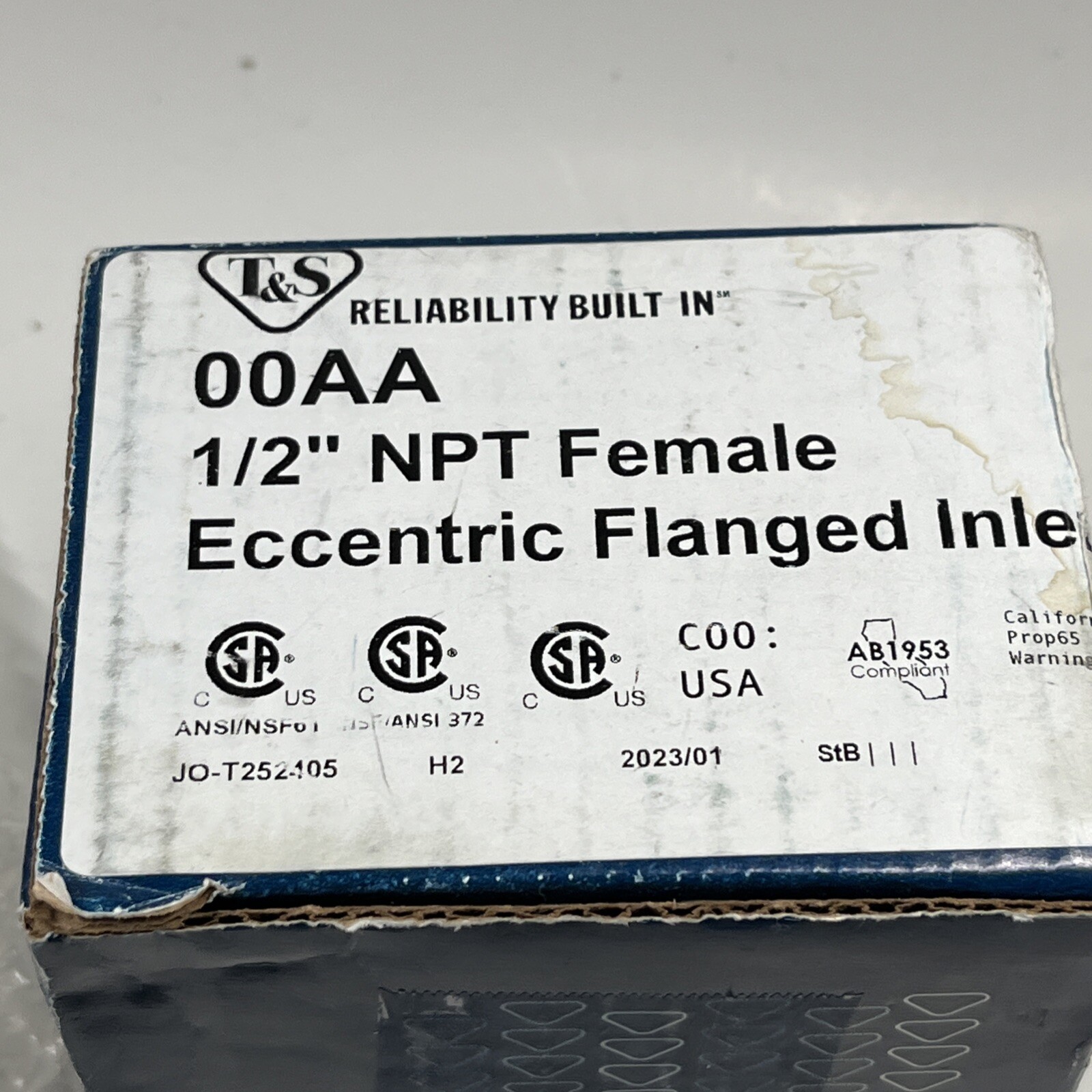 T&S Brass 1/2 Npt Female Eccentric Flanged Inlet 00AA – Free Shipping + Geniune