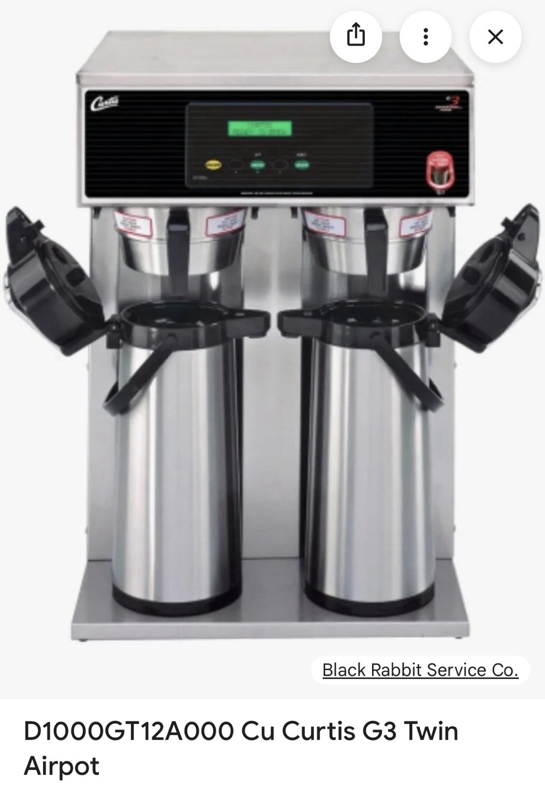 Curtis D1000GT12A. Twin Airpot Bulk Dispenser Coffee Brewer 5100W NSF UL