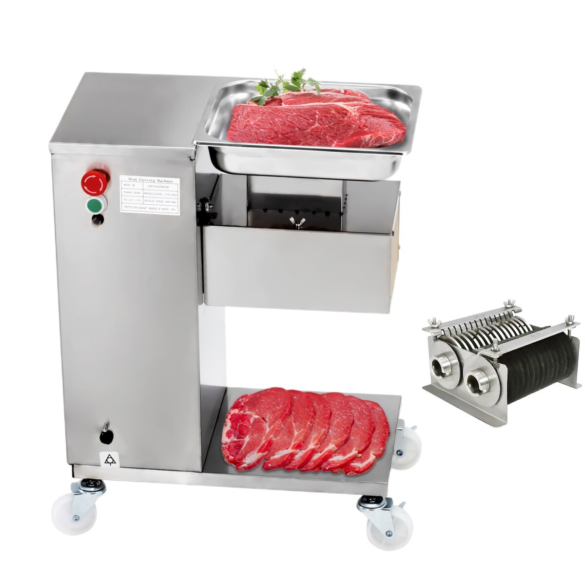110V QE Meat Cutting Machine Meat Cutter Slicer with 5mm Blade 500KG/H Output