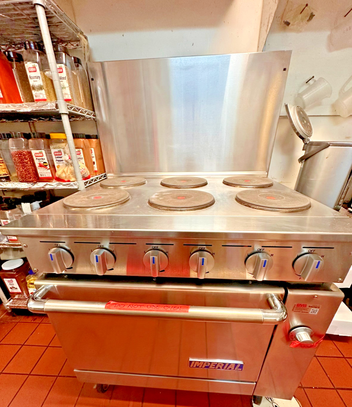 Imperial 36” Commercial Electric Range/Oven – 1 Year Old – $4,000