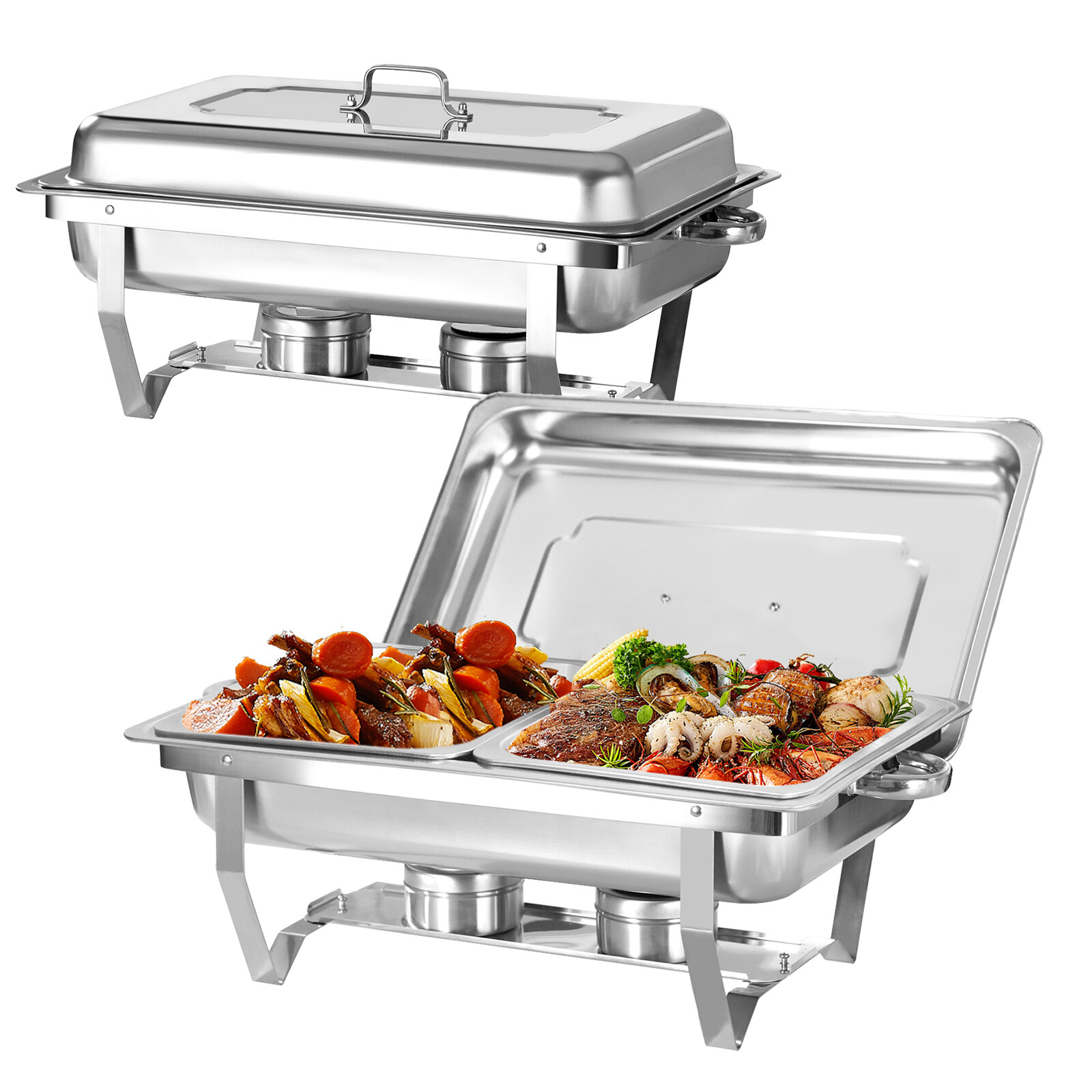 Chafing Dish Buffet Sets, Silver Food Warmer with 1/2 Size Pan for Parties